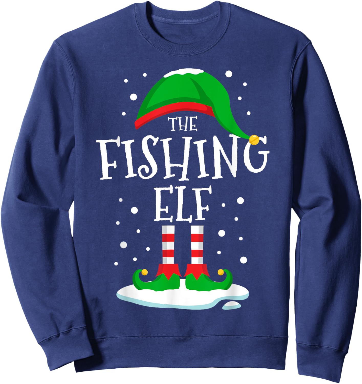 The Fishing Elf Christmas Family Matching Xmas Fisherman Men Sweatshirt - Sweatshirt | Navy