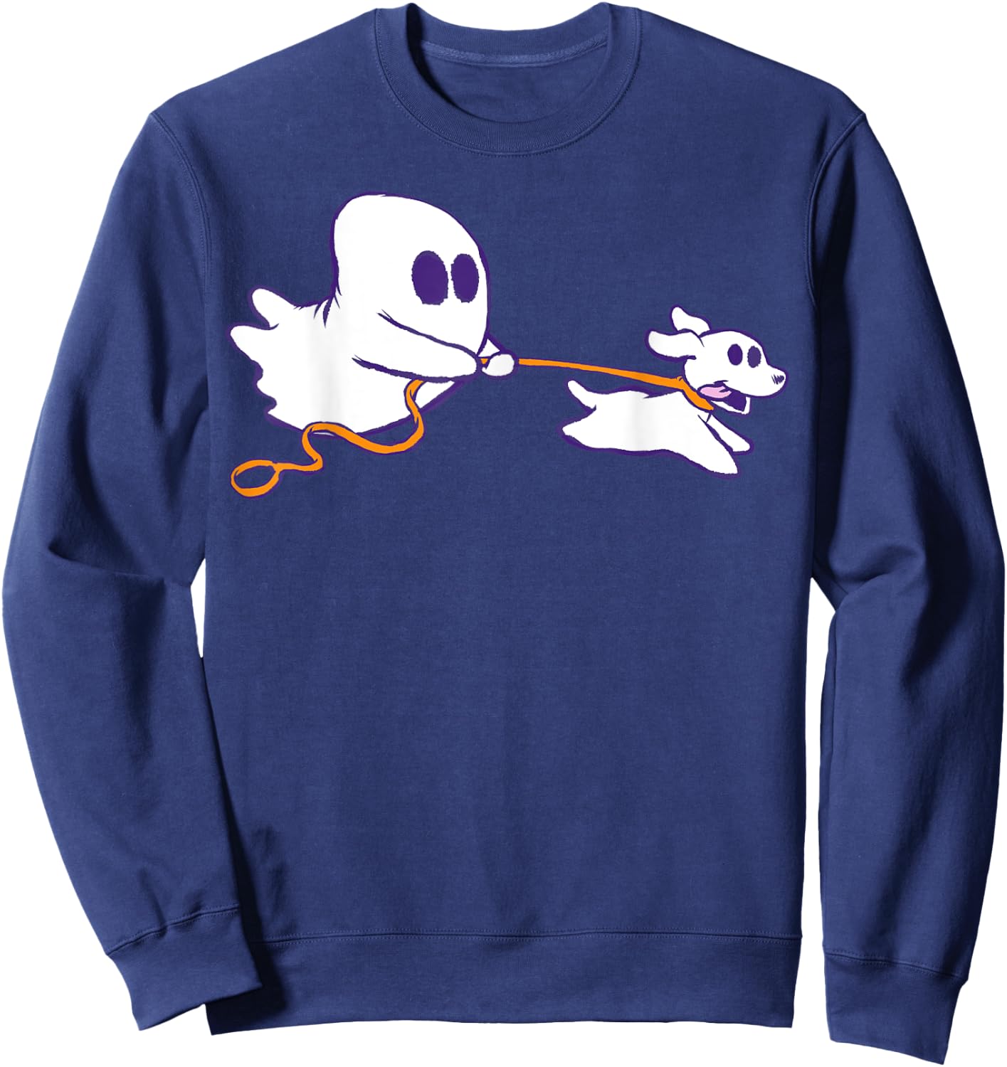 Cute Ghost Dog Walker Graphic Halloween Costume Sweatshirt - Sweatshirt | Navy