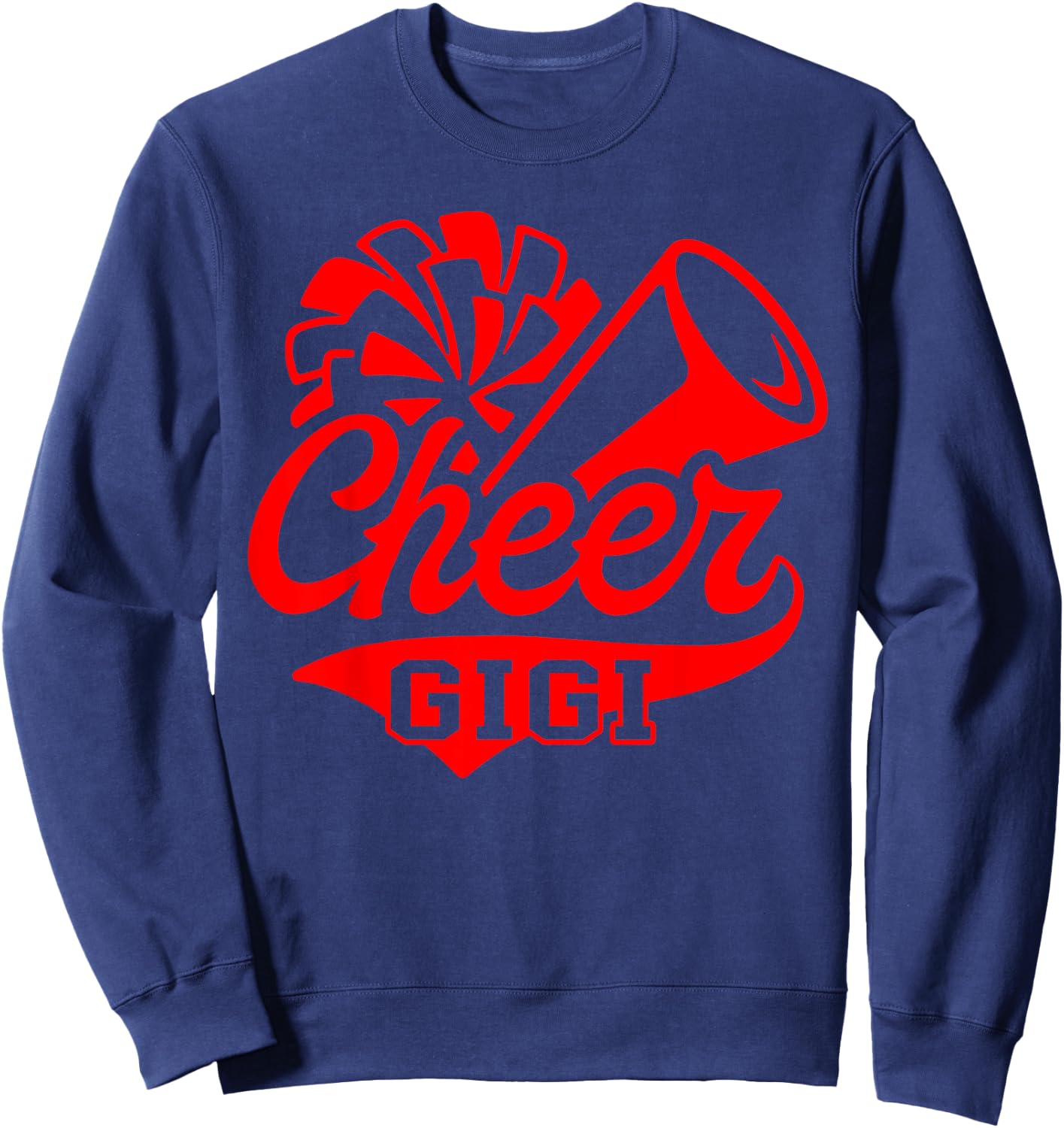 Cheer Gigi Biggest Fan Leopard Print Black And Red Pom Pom Sweatshirt - Sweatshirt | Navy