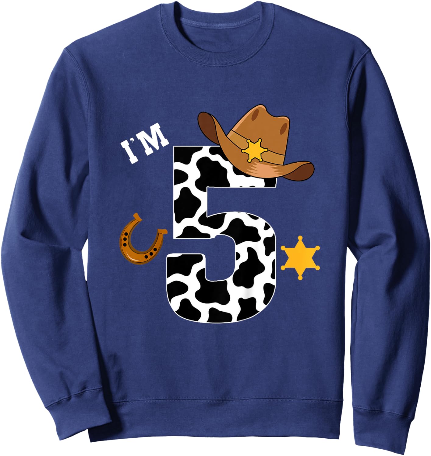 Kids 5th Birthday Shirt Boy 5 Year Old Rodeo Western Cowboy Sweatshirt - Sweatshirt | Navy