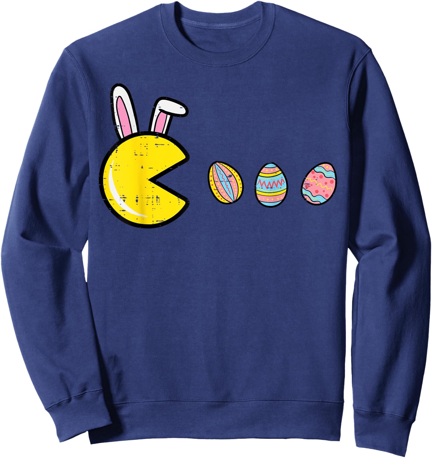 Video Game Eating Easter Eggs Retro Gamer Men Boys Kids Teen Sweatshirt - Sweatshirt | Navy