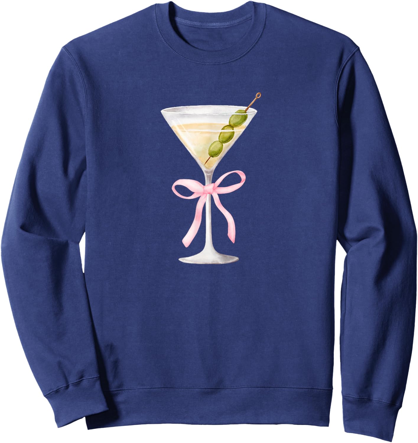 Coquette Pink Bow Martini Time Drinking Vintage Sweatshirt - Sweatshirt | Navy