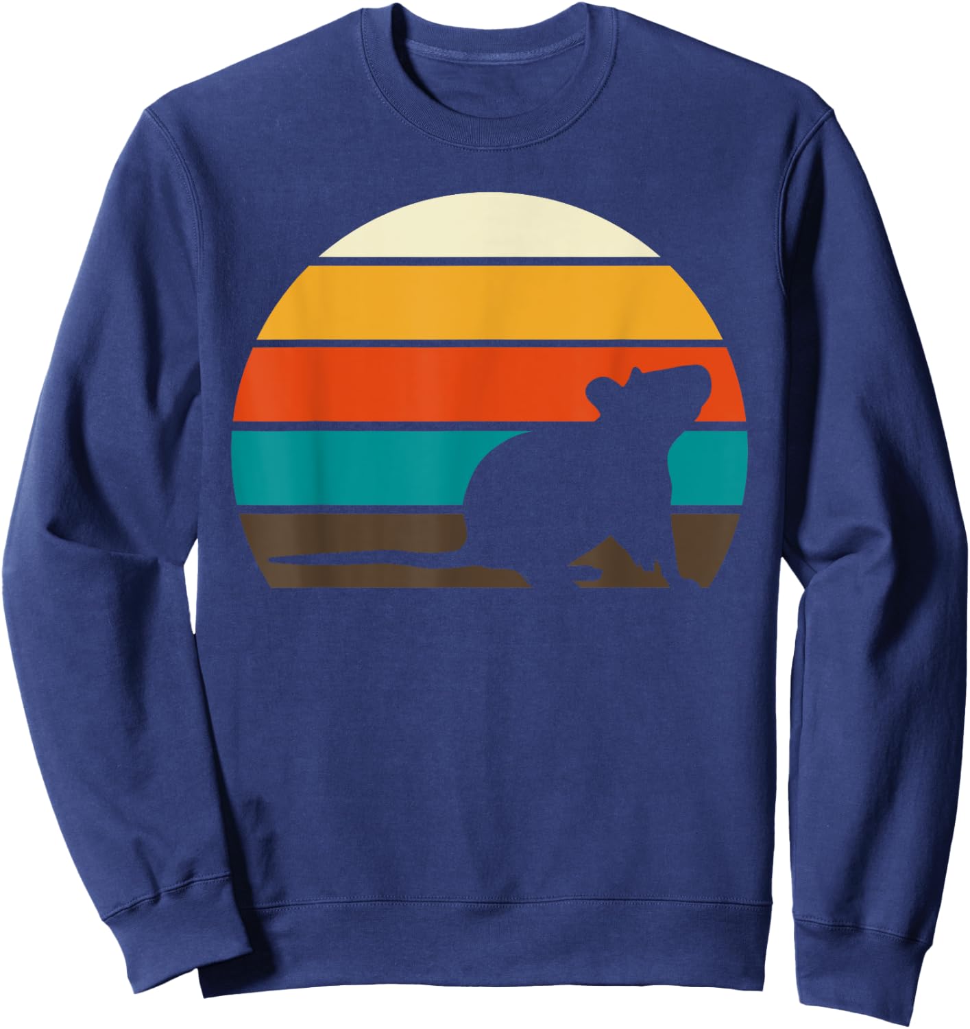 Retro Rat Rodents Vintage Sunset Graphic Sweatshirt - Sweatshirt | Navy
