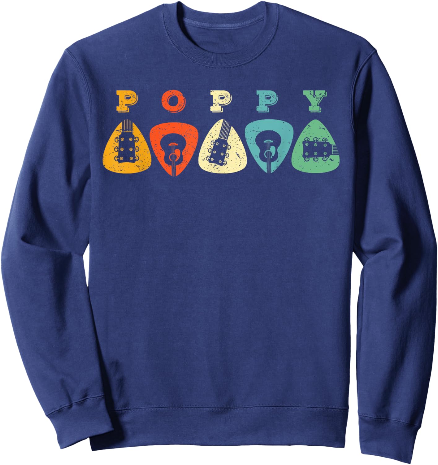 Poppy Guitar Pick Gift Grandpa Guitarist Retro Guitar Player Sweatshirt - Sweatshirt | Navy