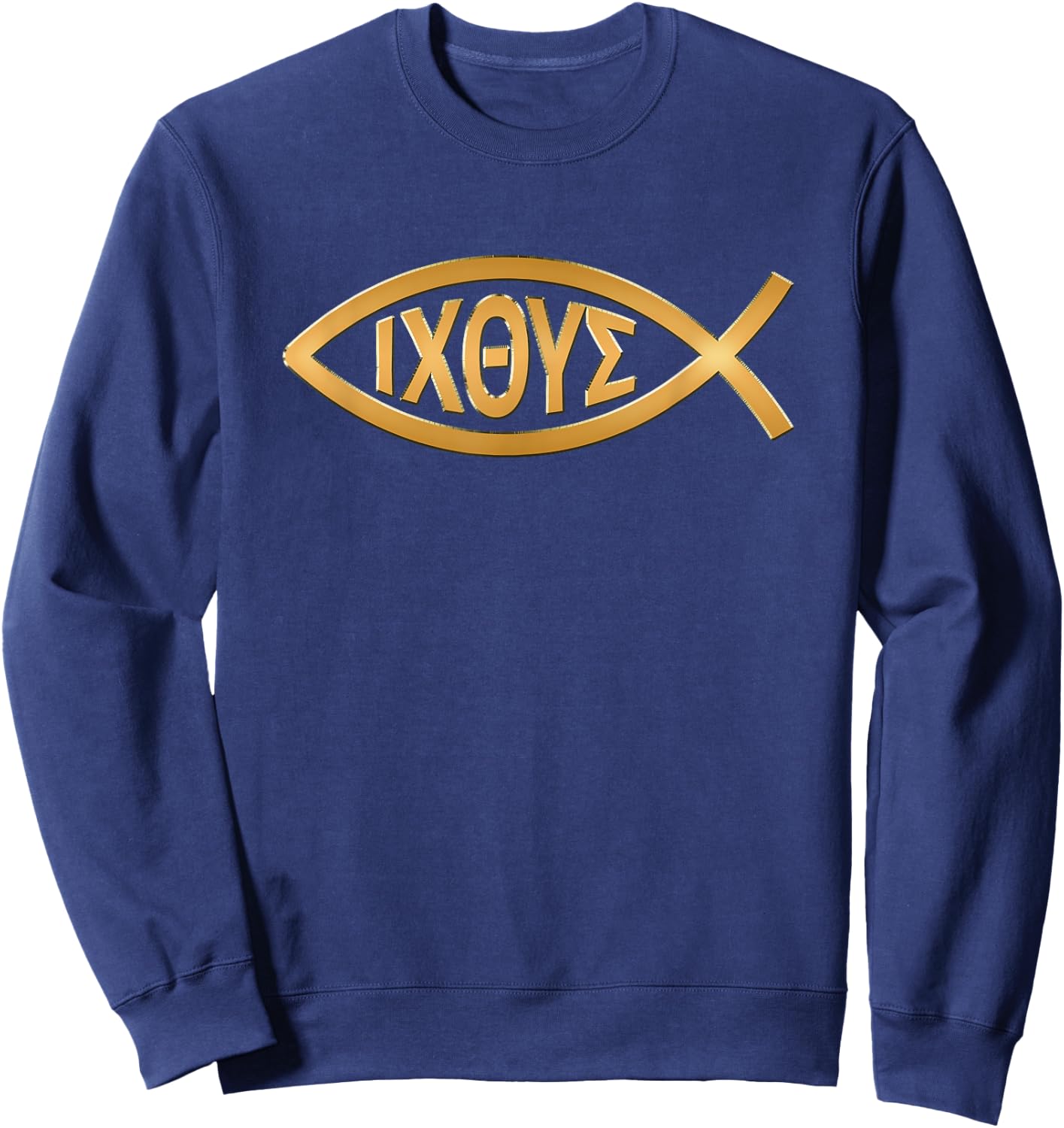 Christian Shirt - Ichthys Jesus Fish Symbol Emblem - Faith Sweatshirt - Sweatshirt | Navy