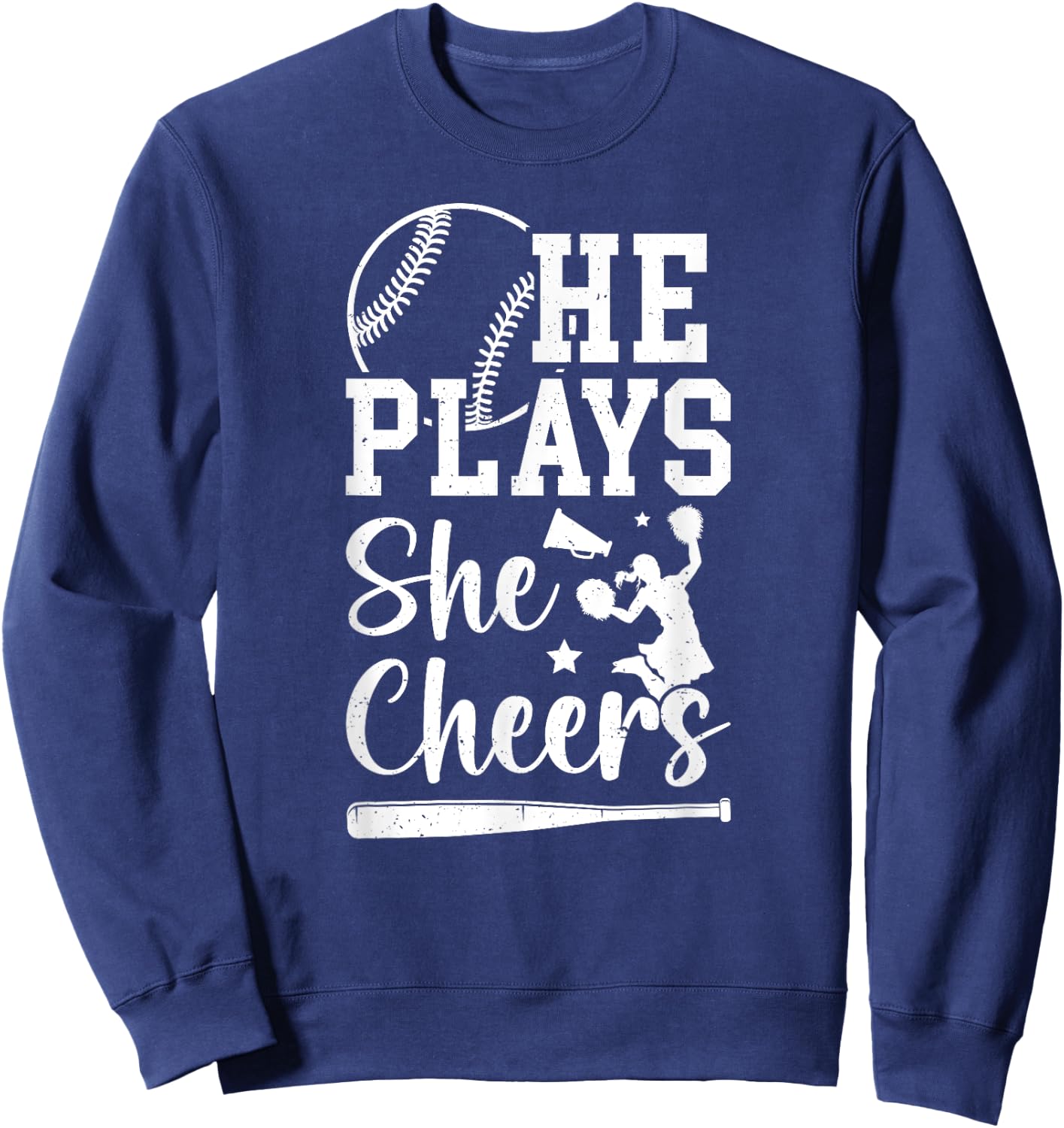 He Plays She Cheers Baseball And Cheer Mom Sweatshirt - Sweatshirt | Navy