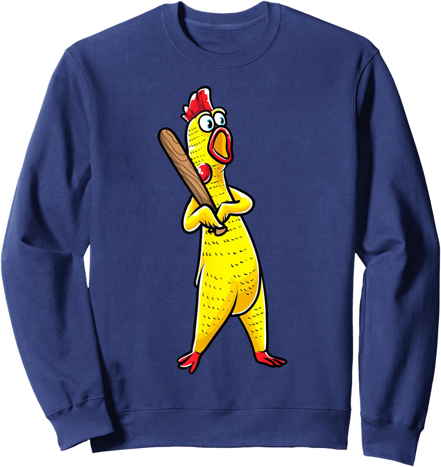 Funny Rubber Chicken With Baseball Bat Sports Men Kids Sweatshirt - Sweatshirt | Navy