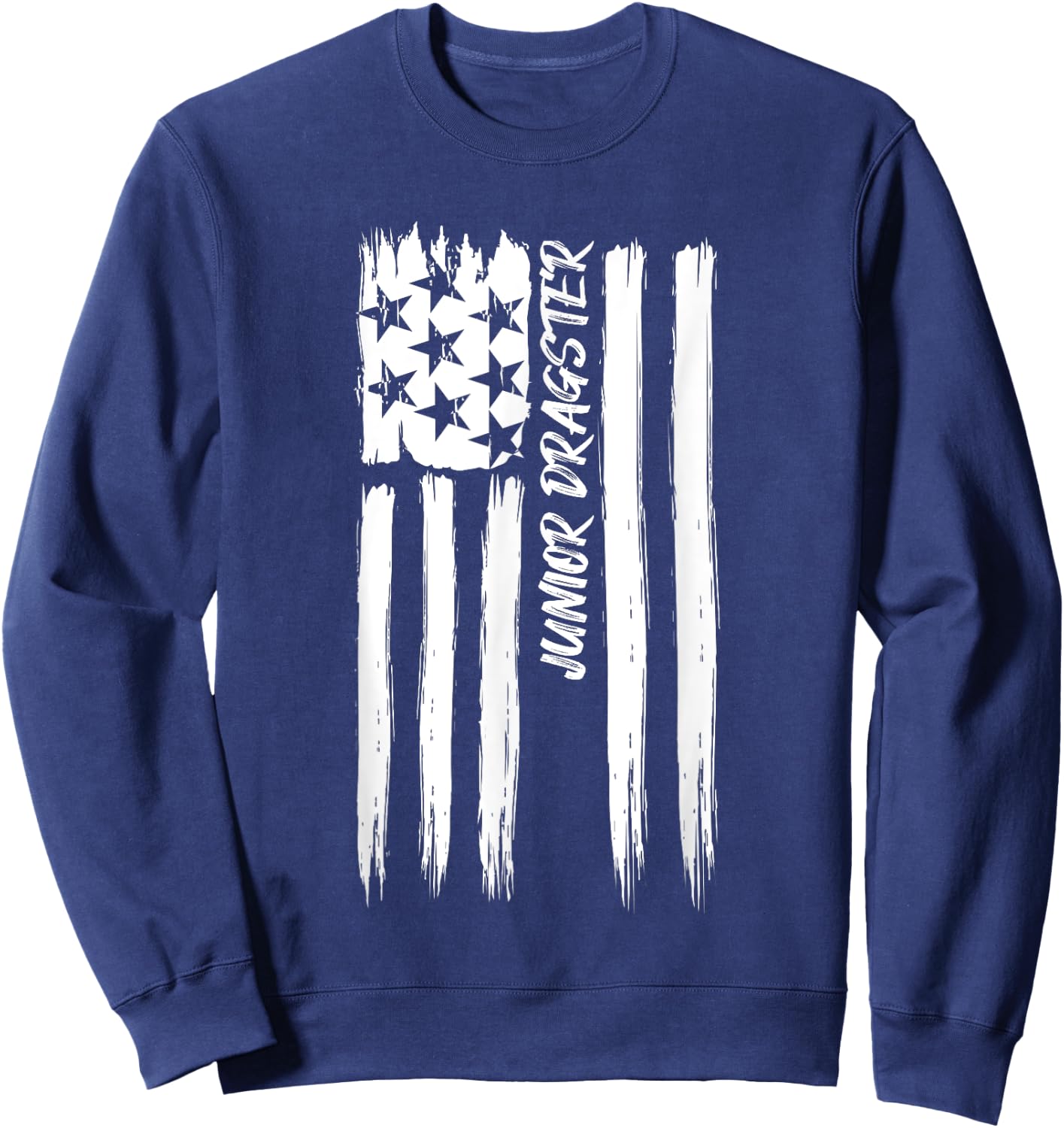 Junior Dragster Flag Racing Patriotic USA American Car Race Sweatshirt - Sweatshirt | Navy