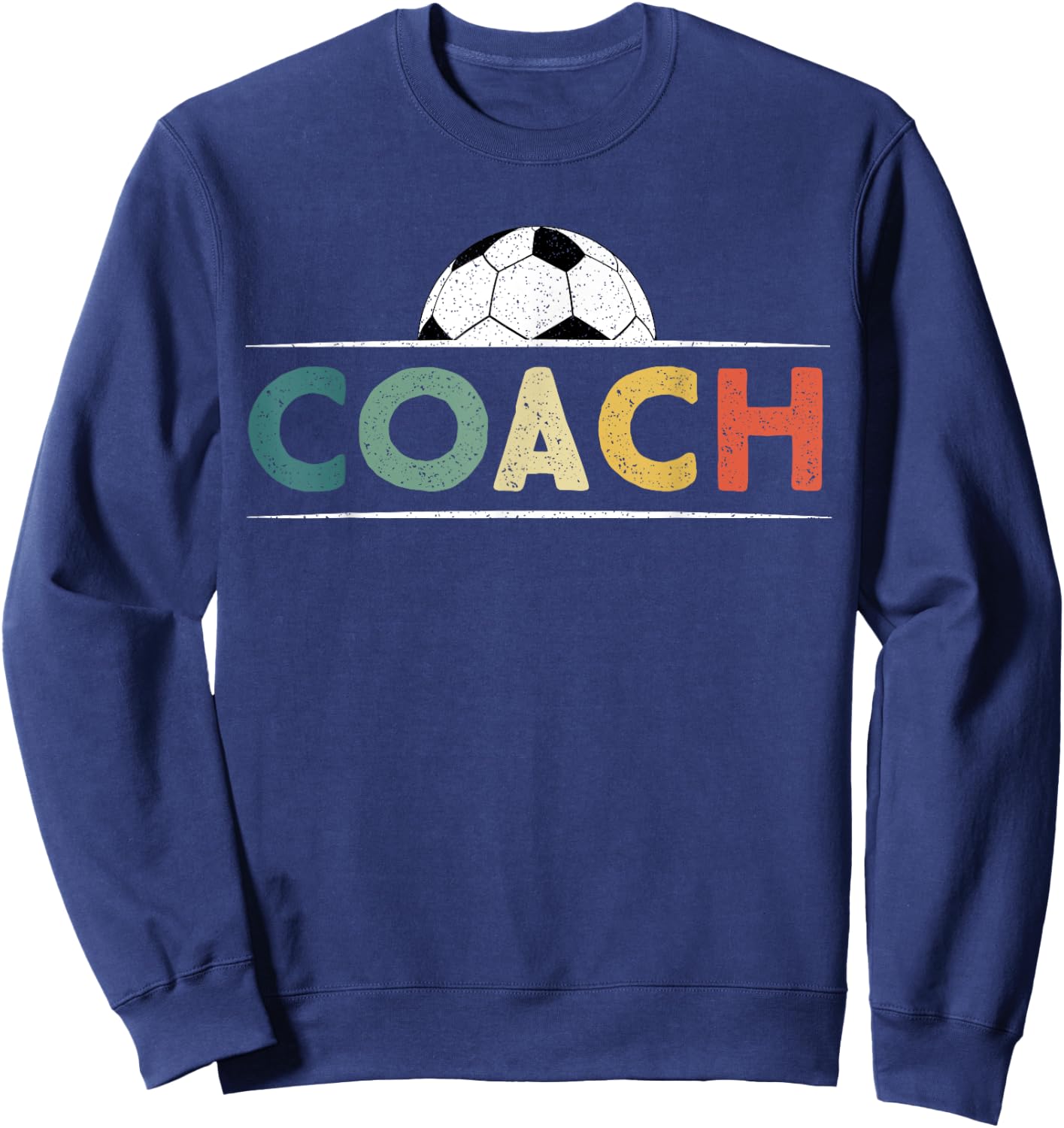 Soccer Coach Gifts Funny Retro Vintage Soccer Ball Coaching Sweatshirt - Sweatshirt | Navy
