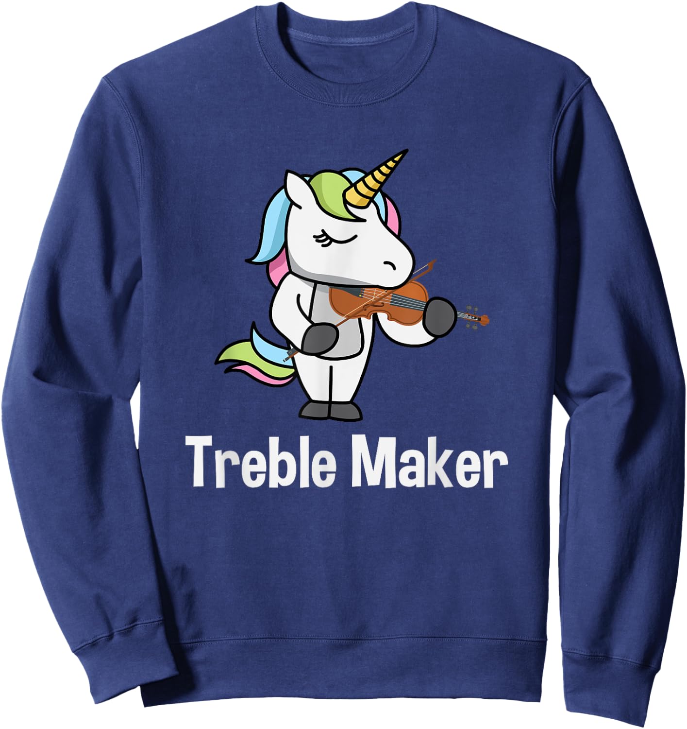 Violinist Shirt for Girls - Treble Maker Unicorn Violin Gift Sweatshirt - Sweatshirt | Navy