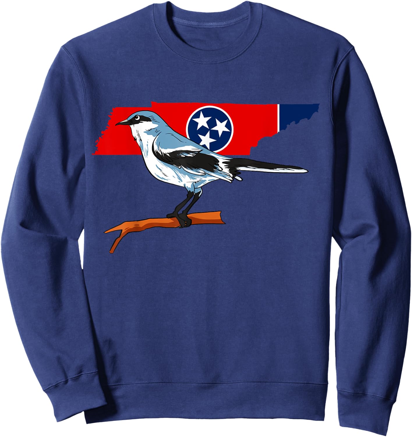 Tennessee Flag With Mockingbird US State Bird Sweatshirt - Sweatshirt | Navy