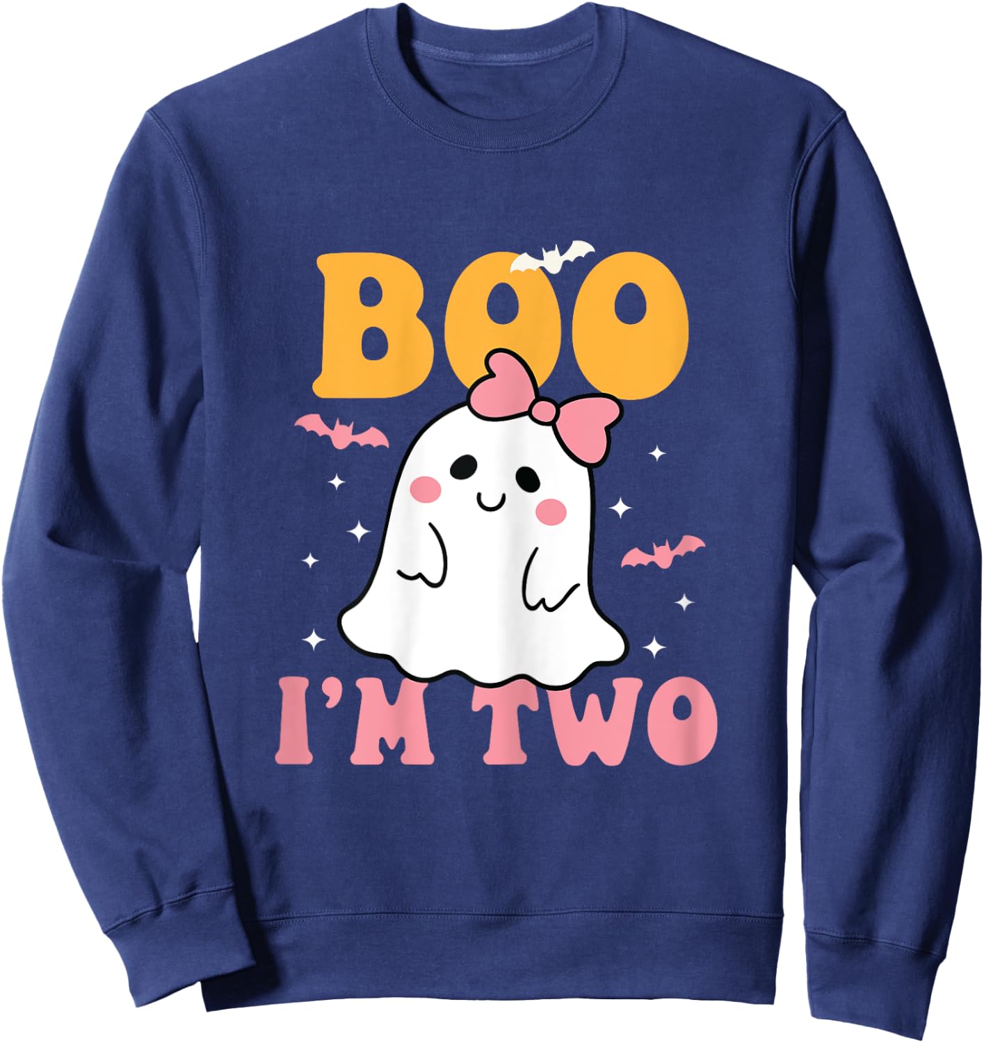 Boo I'm Two Cute Birthday Ghost Halloween 2 Years Old Girl Sweatshirt - Sweatshirt | Navy