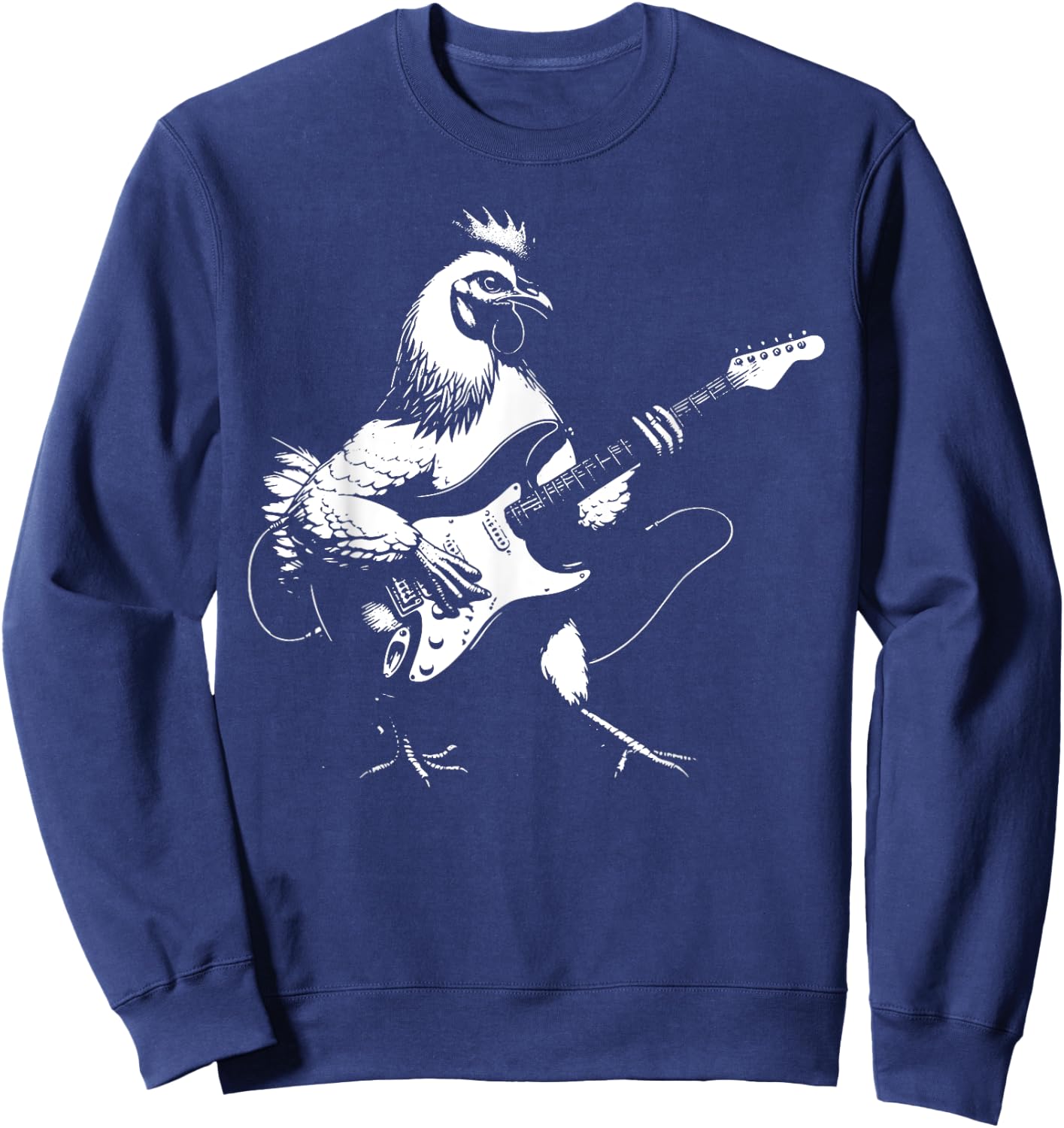 Chicken Playing Bass Guitar Shirt Men Animal Playing Guitar Sweatshirt - Sweatshirt | Navy