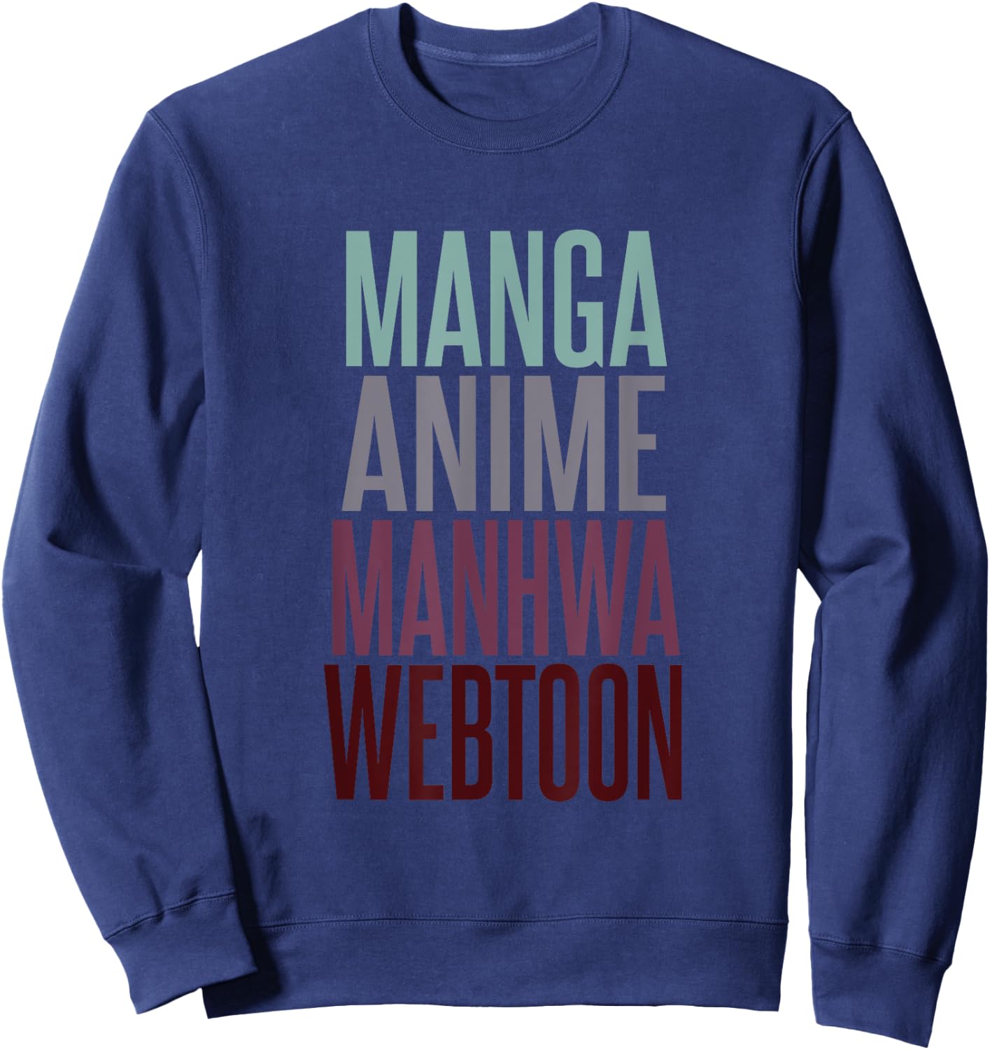Manga Anime Manhwa Webtoon Typography Design Sweatshirt - Sweatshirt | Navy