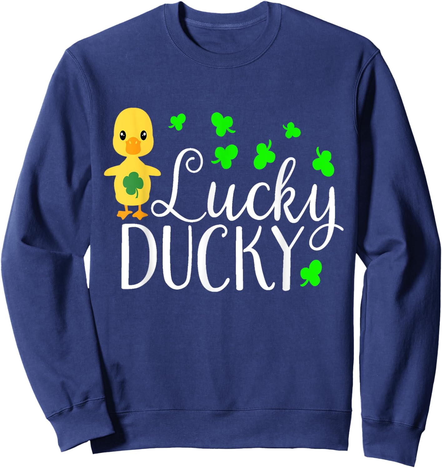 Lucky Ducky Cute Irish Duck Bird Ireland Kids School Sweatshirt - Sweatshirt | Navy