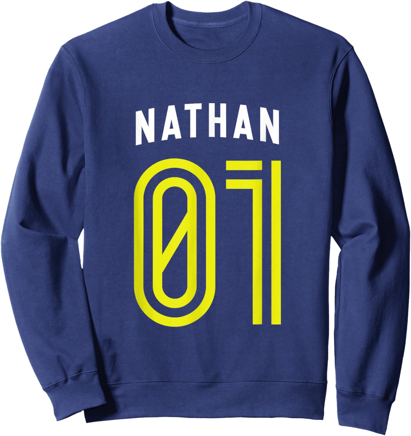 NATHAN 01 - Number One Team Sports Fan Varsity Style Sweatshirt - Sweatshirt | Navy
