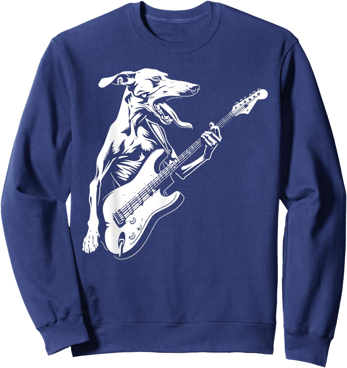 Dog Guitarist Guitar - Greyhound Dad Mom Sweatshirt - Sweatshirt | Navy