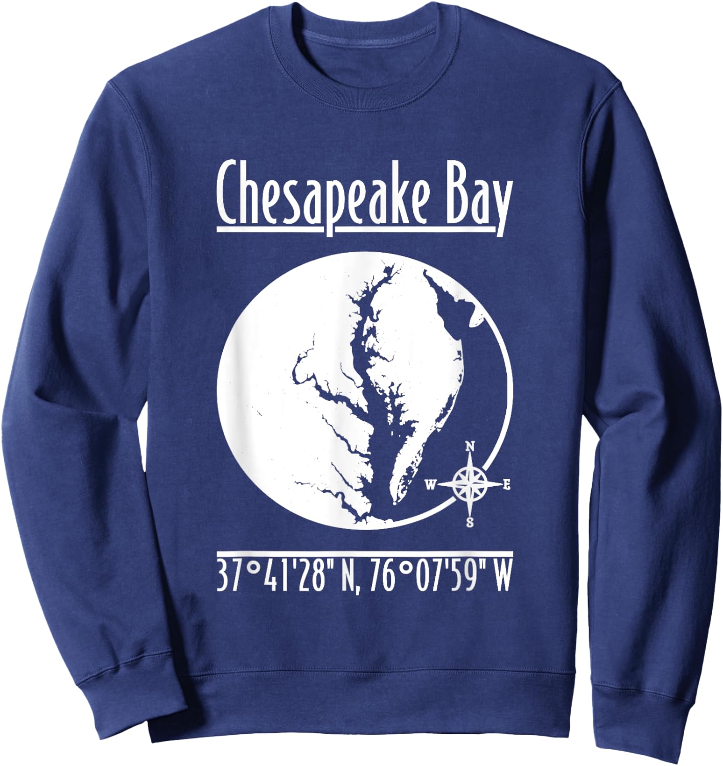Designed by GeoGearCo Modern Chesapeake Bay Nature , Men's -Adults, Short Sleeve, Black, Small Sweatshirt - Sweatshirt | Navy