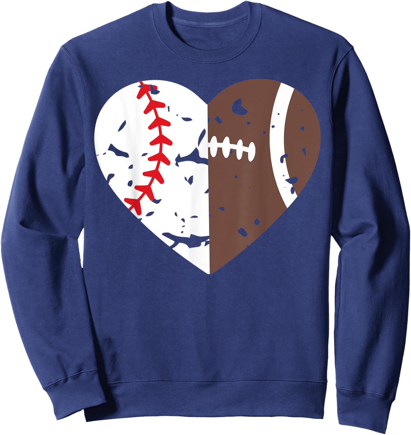 Half Baseball Half Football Heart Players Sweatshirt - Sweatshirt | Navy