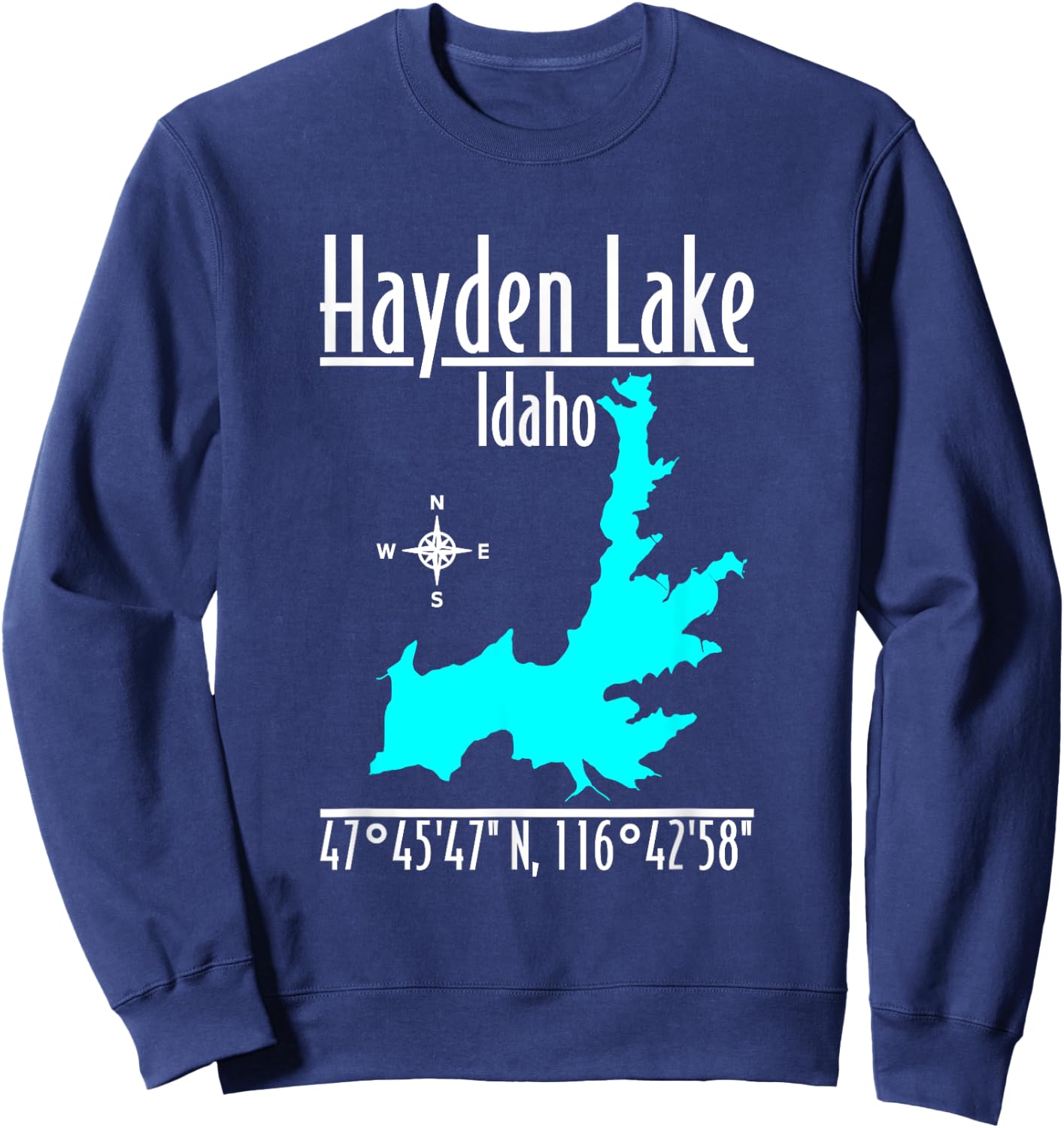 Modern Hayden Lake - Idaho Sweatshirt - Sweatshirt | Navy