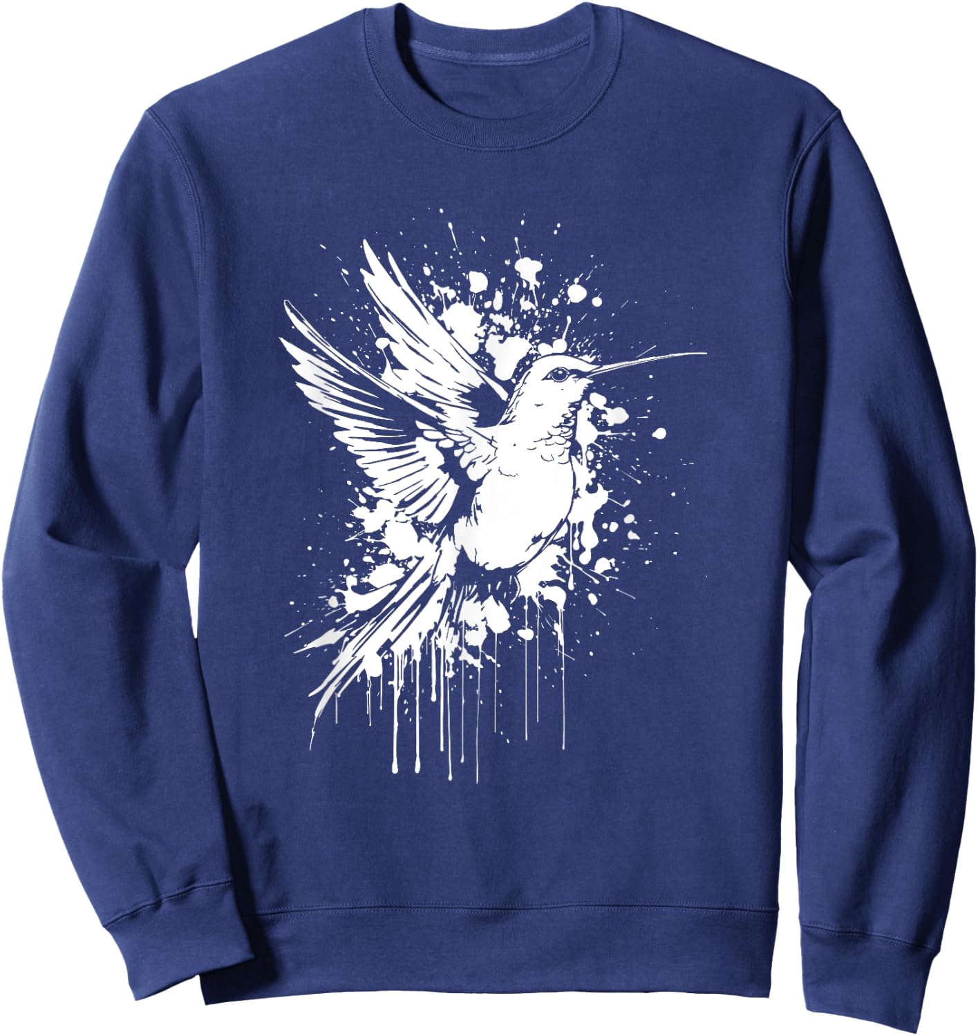 Hummingbird Birdwatching Ornithology Watercolor Hummingbird Sweatshirt - Sweatshirt | Navy