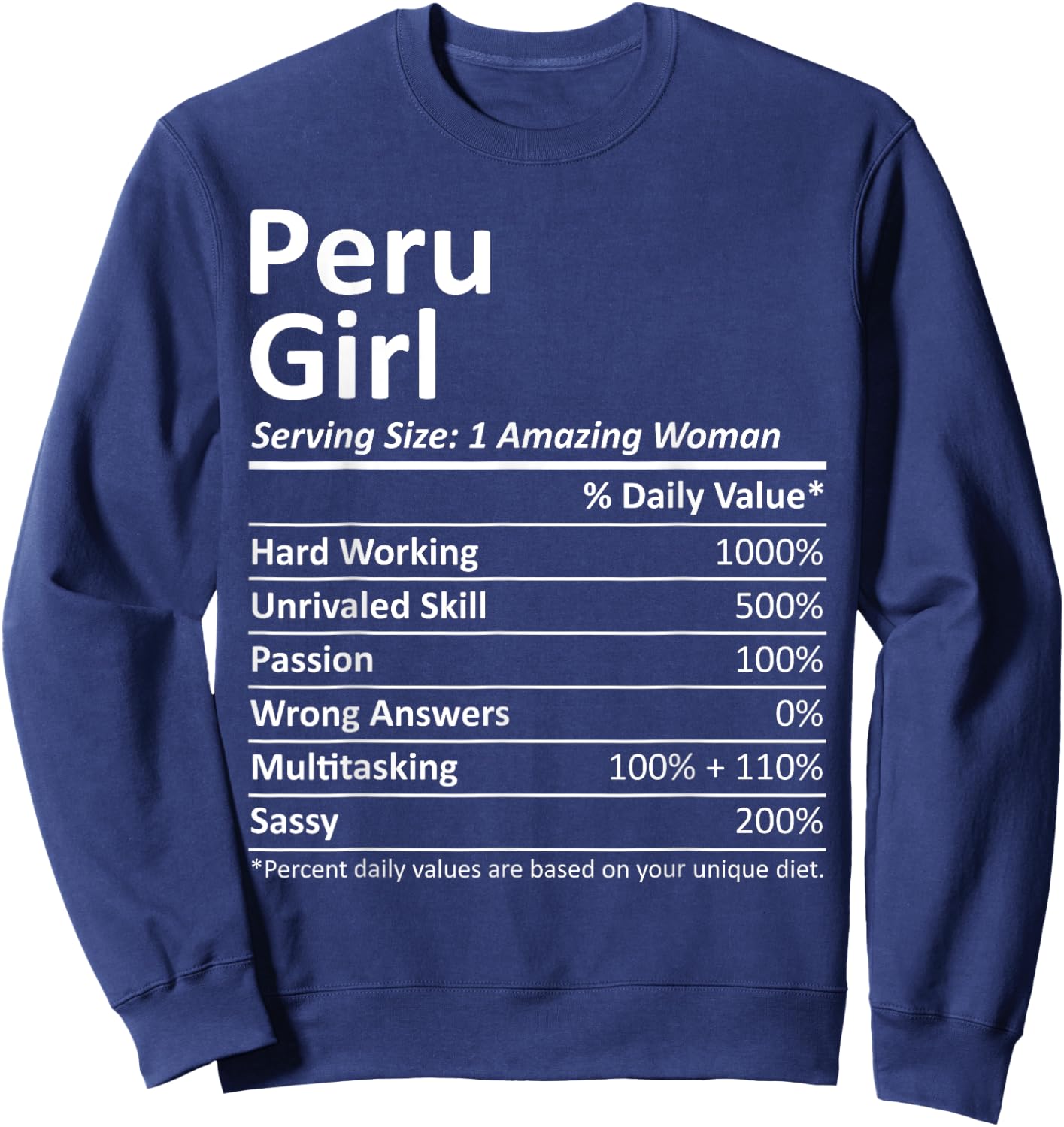PERU GIRL IN INDIANA Funny City Home Roots USA Gift Sweatshirt - Sweatshirt | Navy