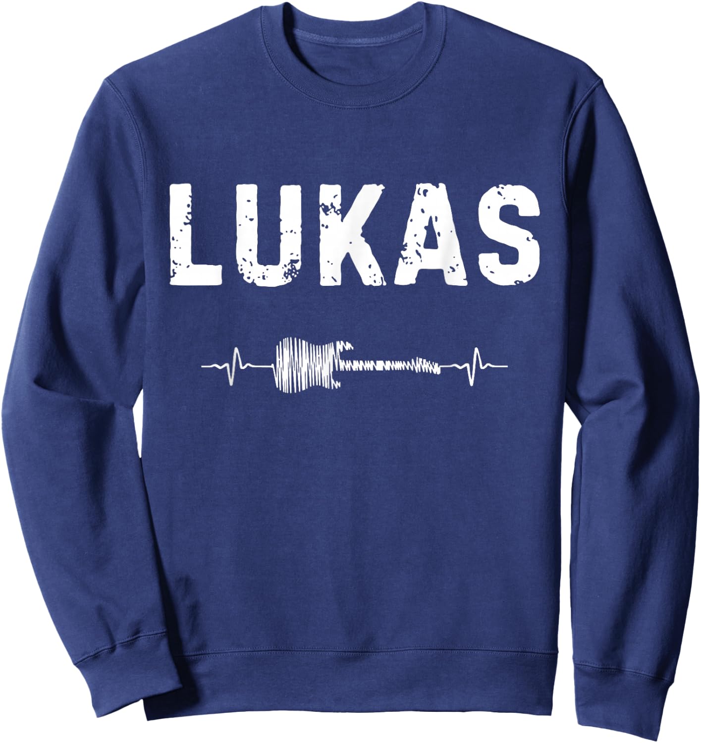 Lukas Guitar Heartbeat Music Guitarist Retro Vintage Sweatshirt - Sweatshirt | Navy