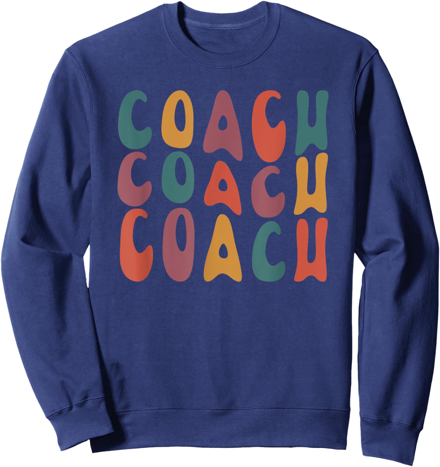 Coach Groovy Retro Colorful Design Coaching Sweatshirt - Sweatshirt | Navy
