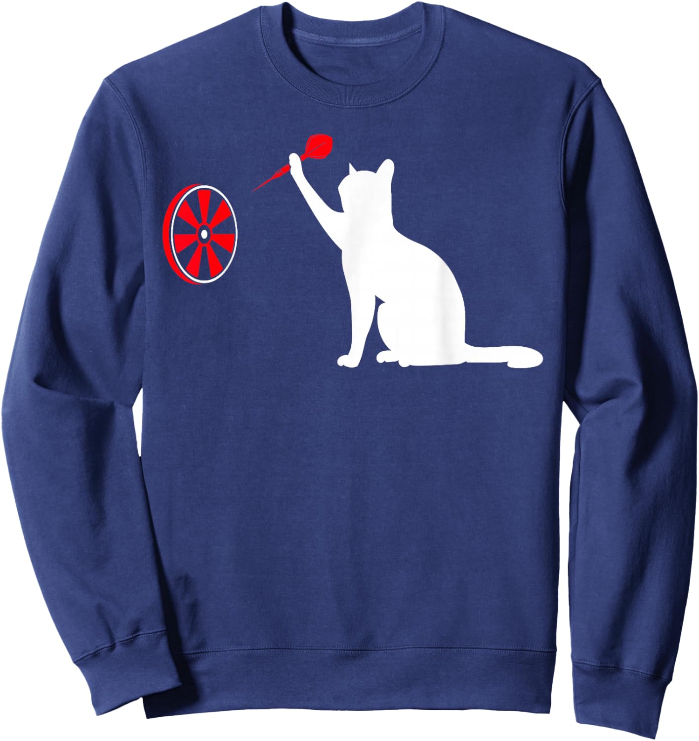 Darts Cat - Funny Dart Throwing Cat Dart and Cat Lover Sweatshirt - Sweatshirt | Navy