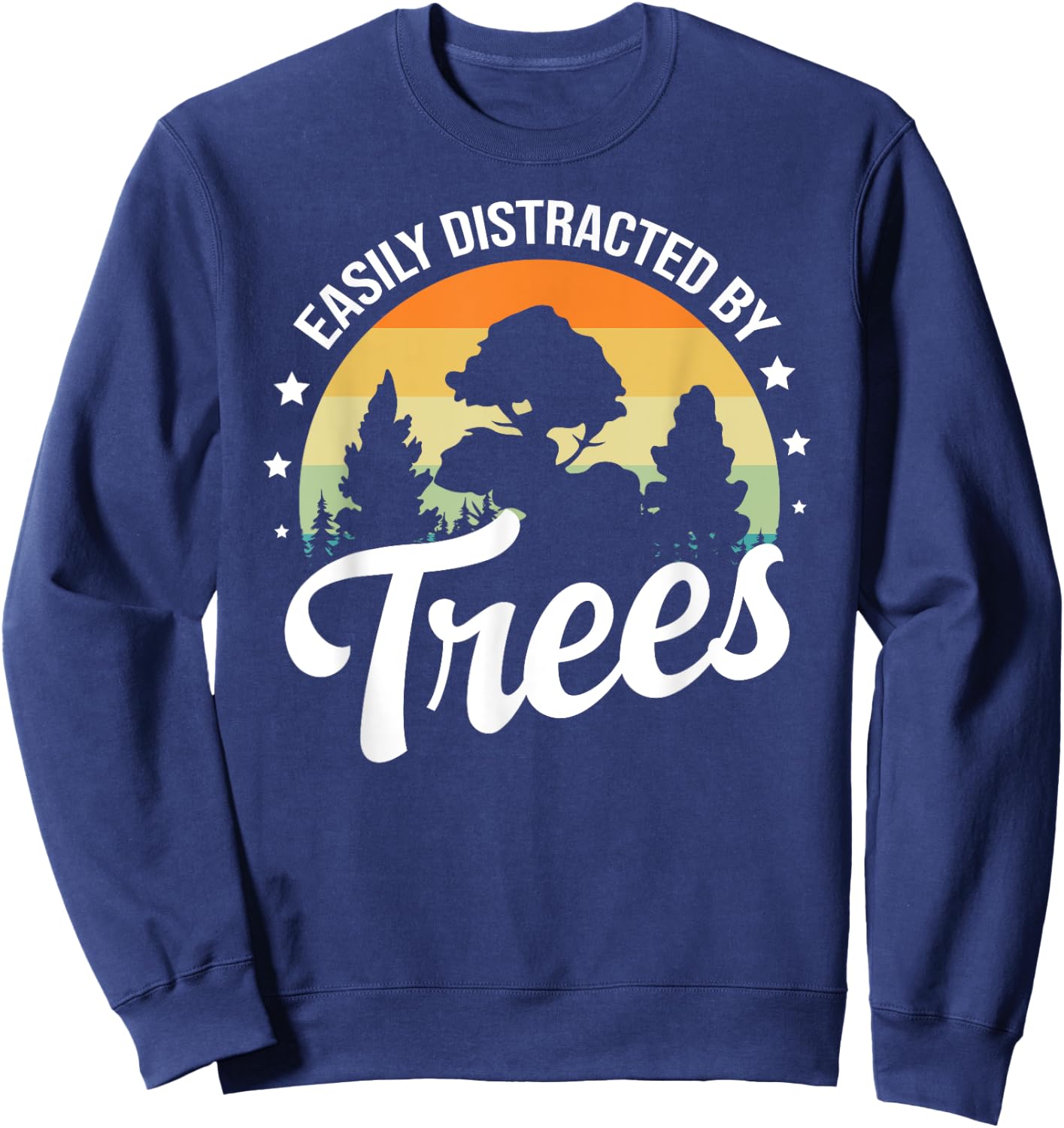 Easily Distracted By Trees women & Kids Retro Vintage Arborist Tree Lover Black Small Sweatshirt - Sweatshirt | Navy