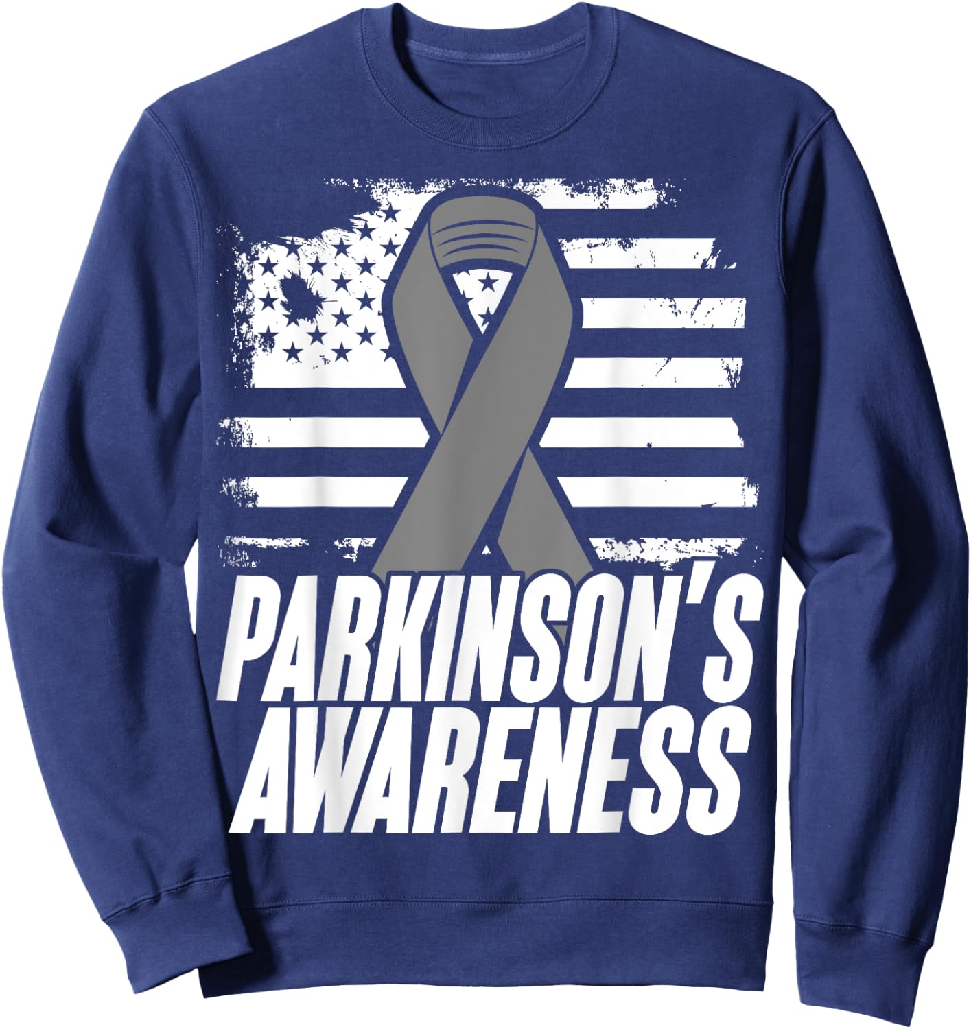 American Flag Gift Parkinson's Disease Patients Women Kids Men Sweatshirt - Sweatshirt | Navy