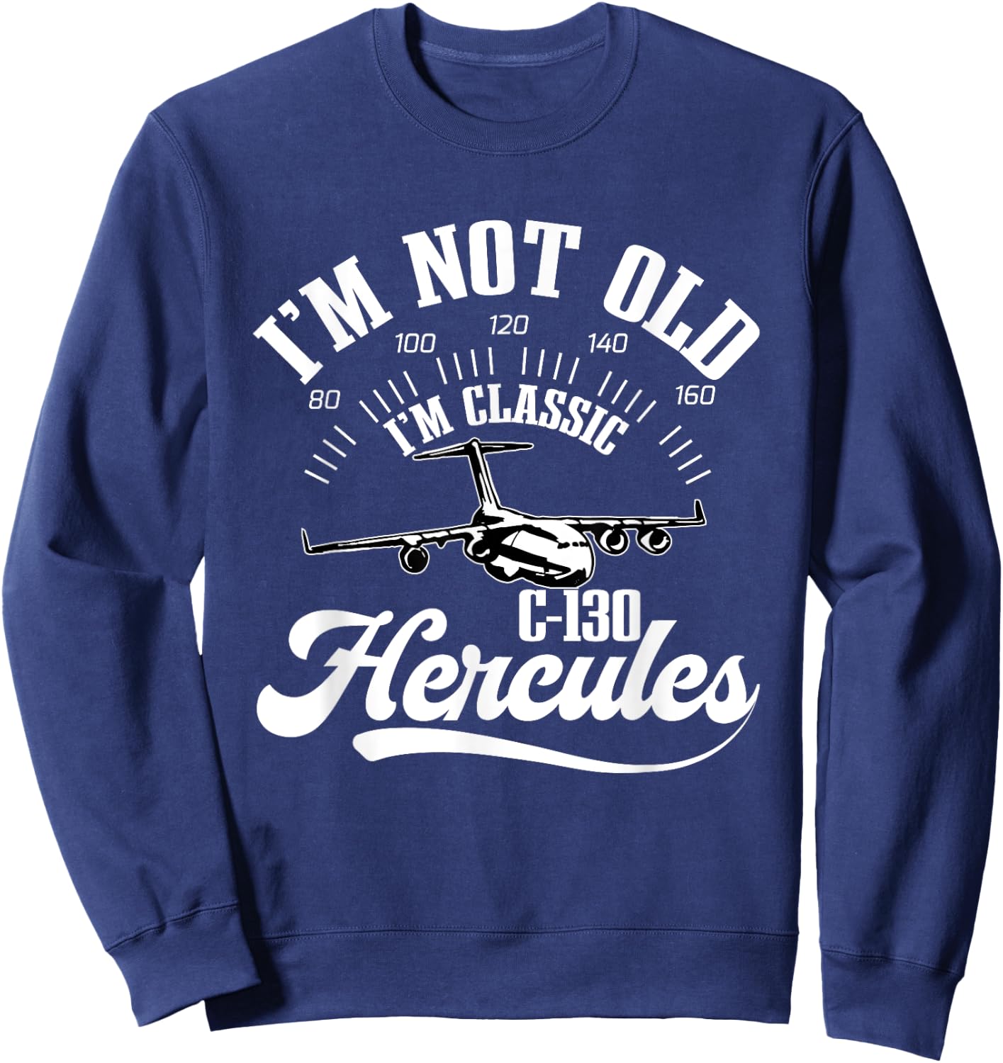 C-130 Hercules American USA Military Airplane , Small, Black Sweatshirt - Sweatshirt | Navy