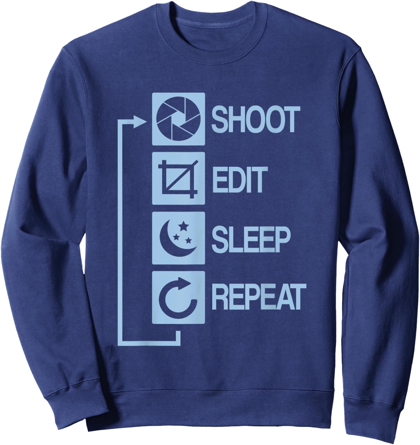 Shoot Edit Sleep Repeat Photography Sweatshirt - Sweatshirt | Navy