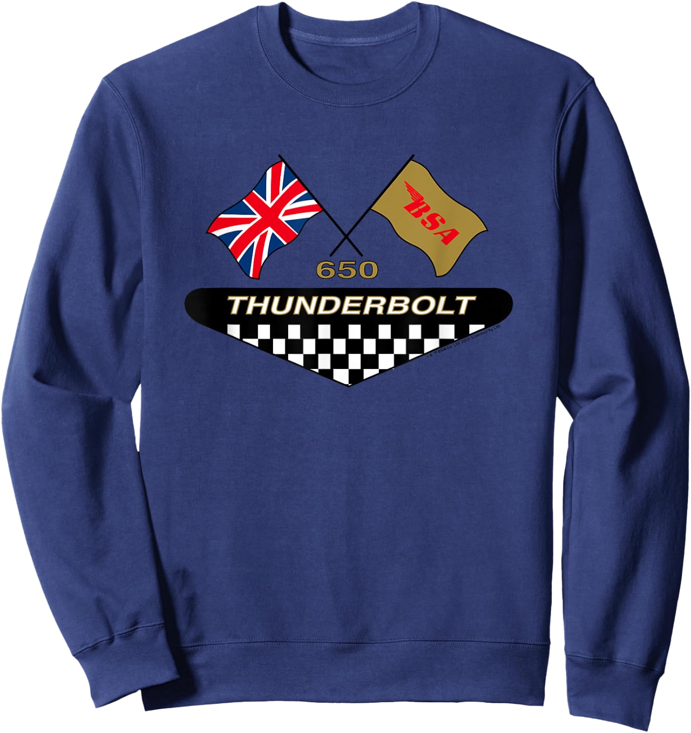 BSA Thunderbolt 650 Motorcycle Flag Decal Sweatshirt - Sweatshirt | Navy