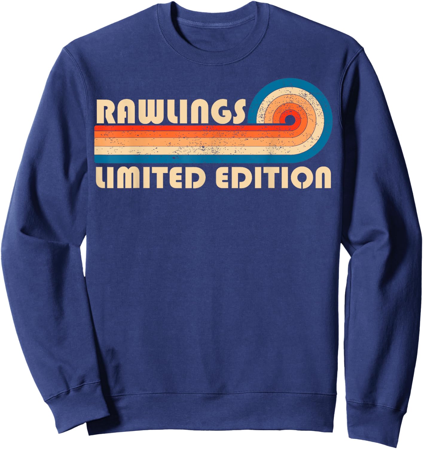 RAWLINGS Customized Last Name Gifts Matching Family Team -Adults Black Small Retro Vintage 80s 90s Birthday Reunion Sweatshirt - Sweatshirt | Navy