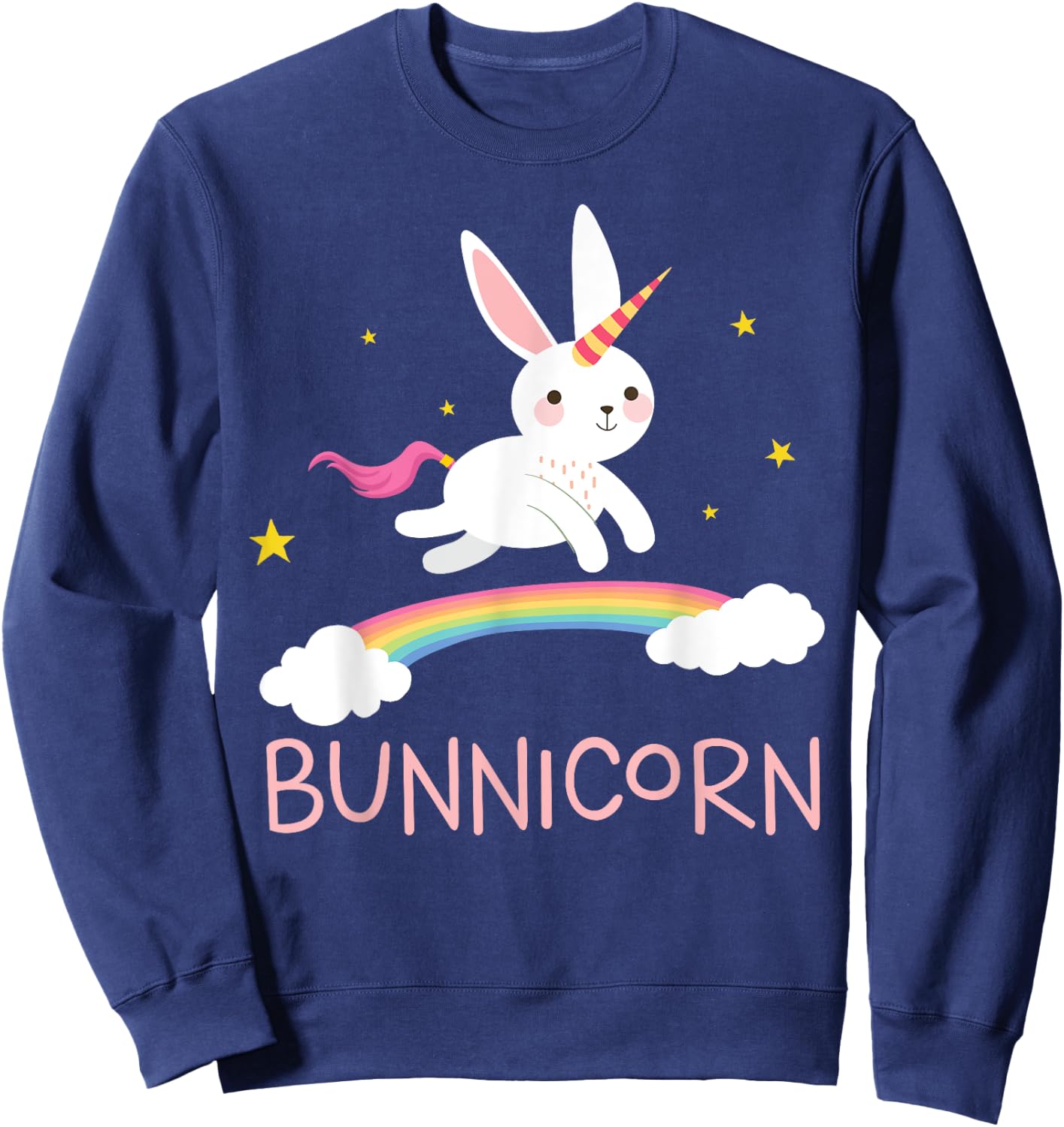 Unicorn Shirt Bunnicorn Bunny Rabbit Cute Men Women Kids Sweatshirt - Sweatshirt | Navy