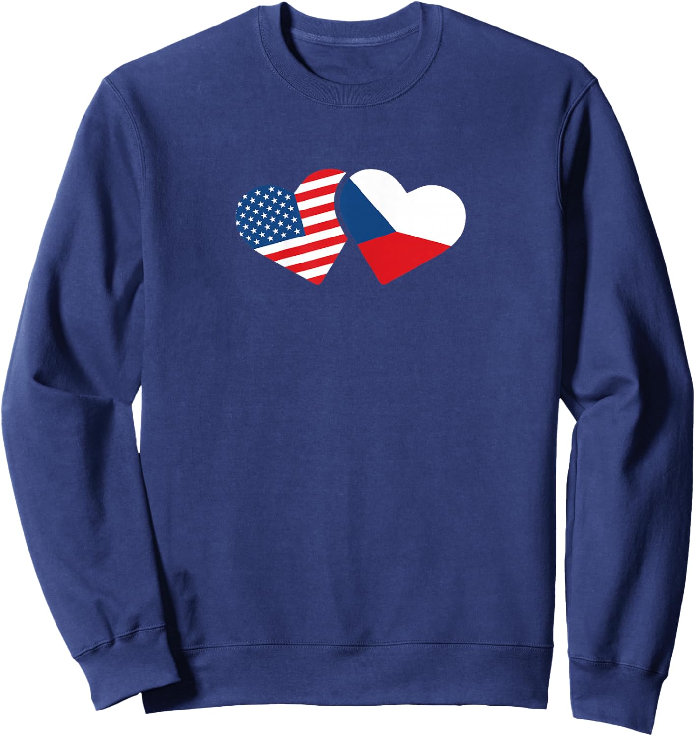Czech Republic USA Flag T Shirt Heart Czech Americans Love Sweatshirt - Sweatshirt | Navy