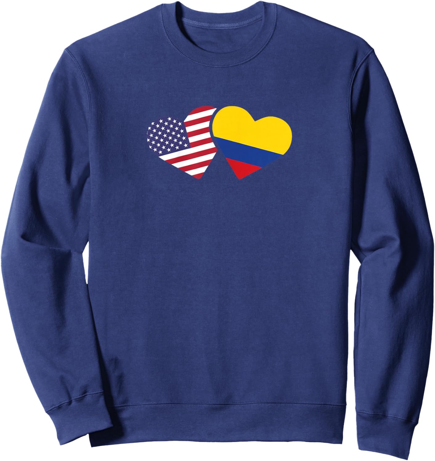 USA Colombia Flag Heart T Shirt Colombian American Love Gift Sweatshirt - Sweatshirt | Navy