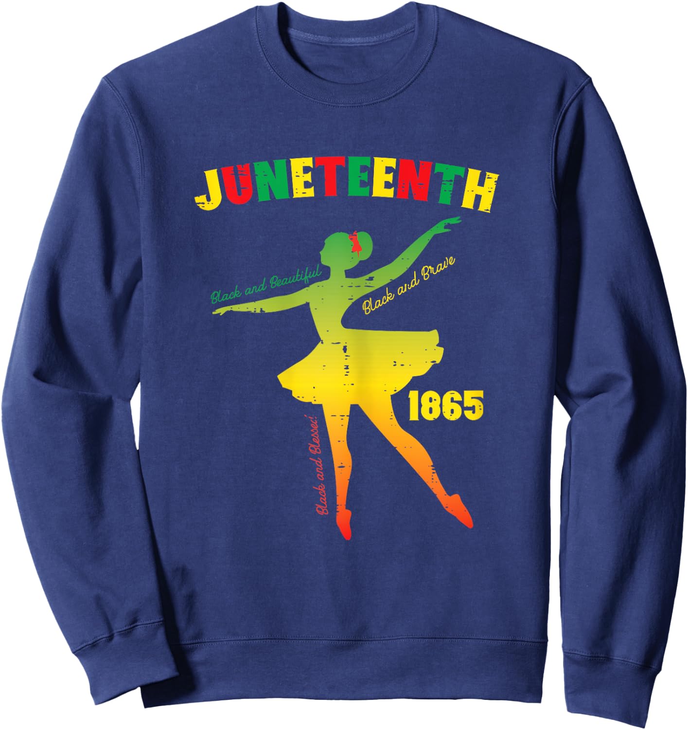 Juneteenth Ballerina Black Beautiful Ballet Girls Kids Women Sweatshirt - Sweatshirt | Navy