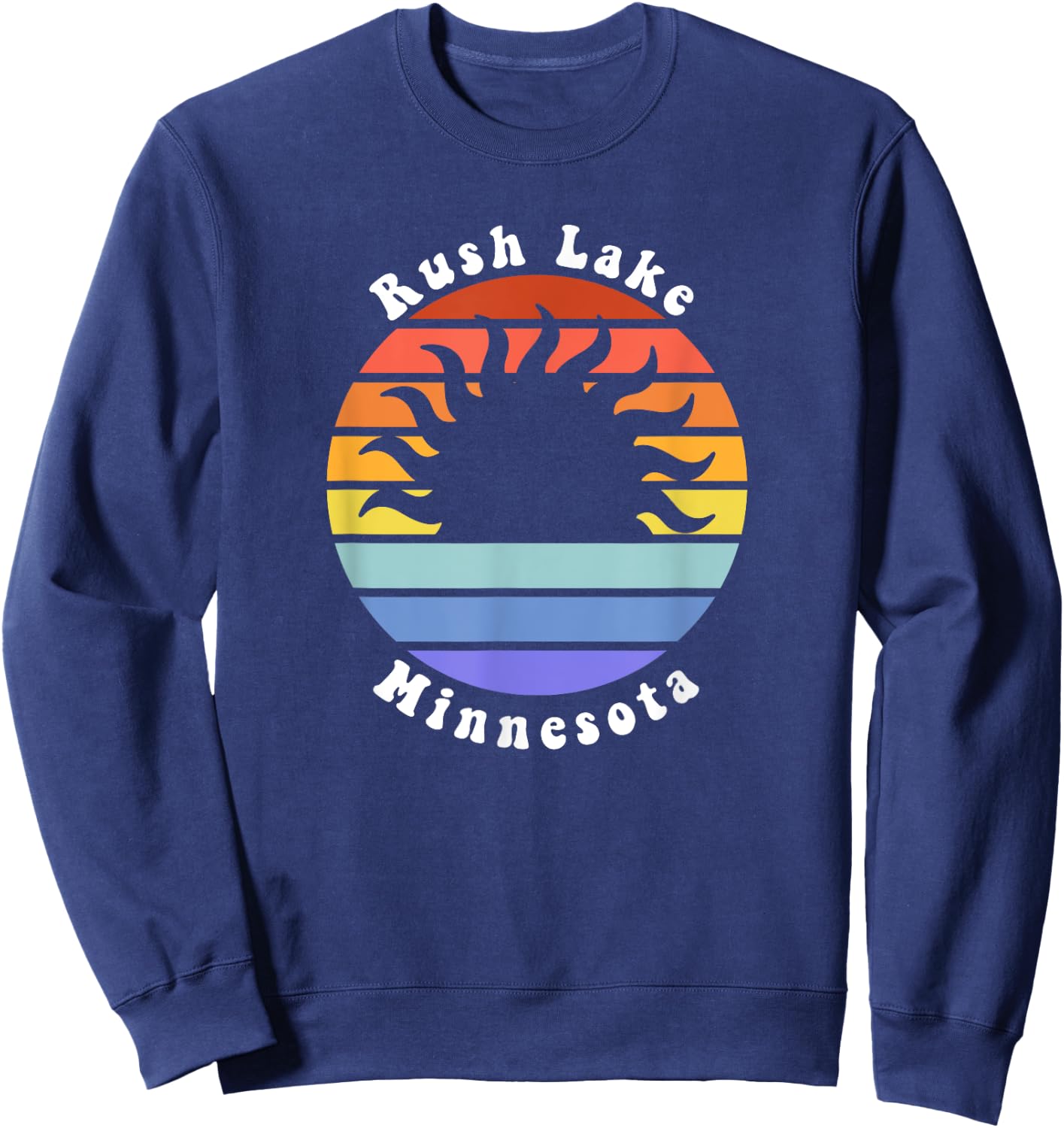 Rush Lake Minnesota MN Sunset Souvenir Vacation Sweatshirt - Sweatshirt | Navy