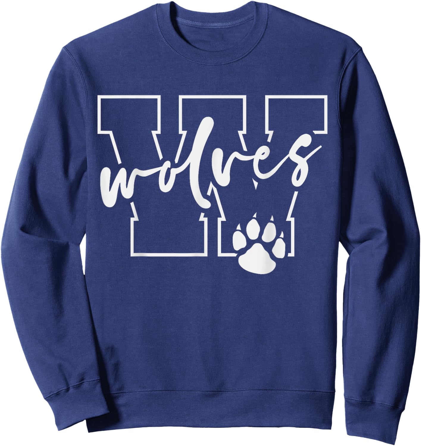 Wolves Mascot Wolves Baseball Wolves Basketball Football Sweatshirt - Sweatshirt | Navy