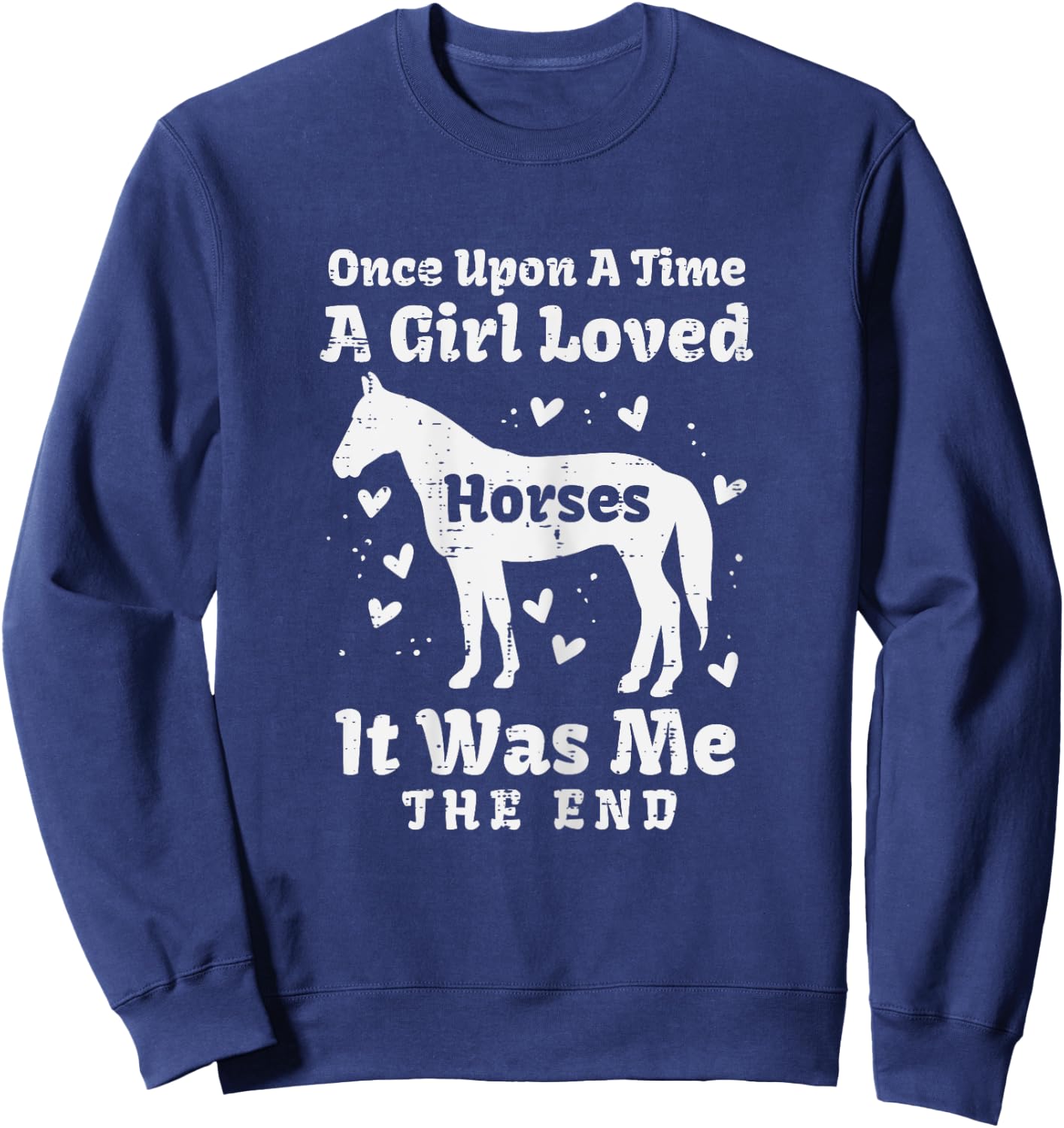 A Girl Loved Horses Horseback Riding Equestrian Girls Women Sweatshirt - Sweatshirt | Navy