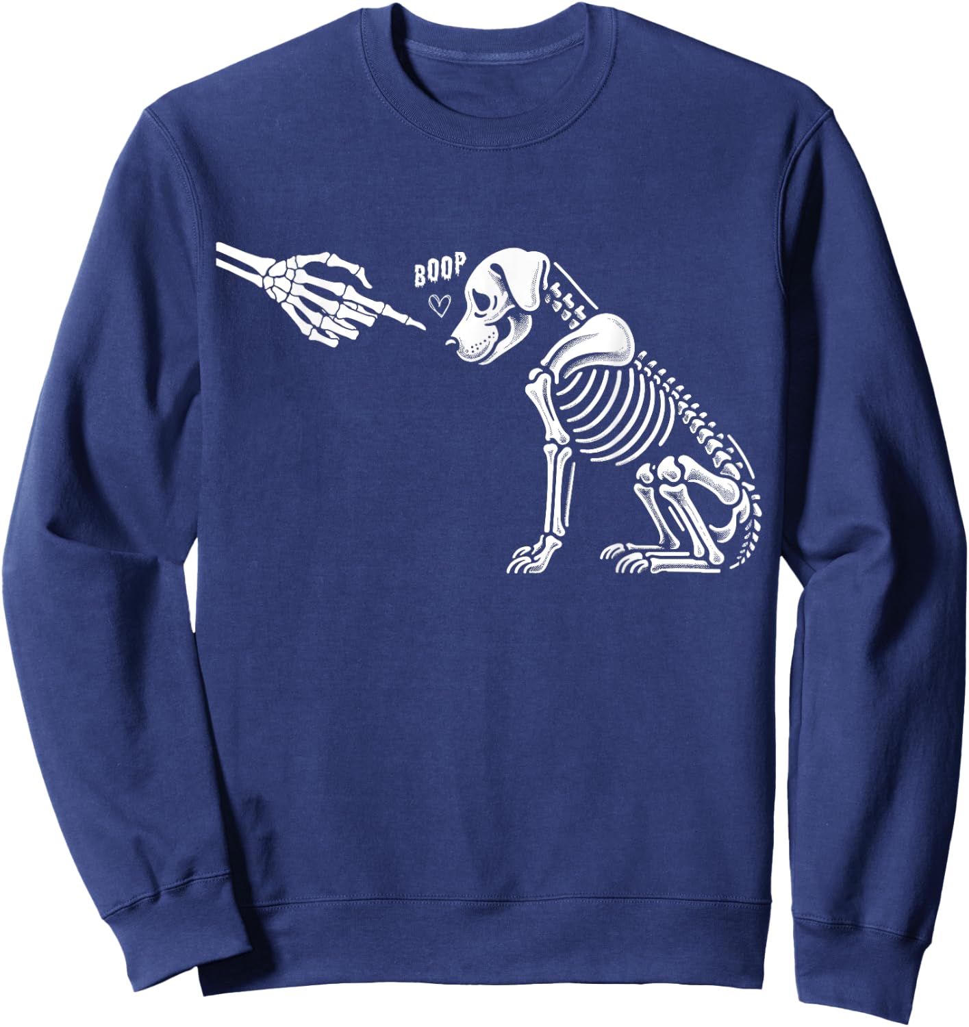 Halloween Spooky Boop Skeleton Hand Touches Dog Nose Men Women Sweatshirt - Sweatshirt | Navy