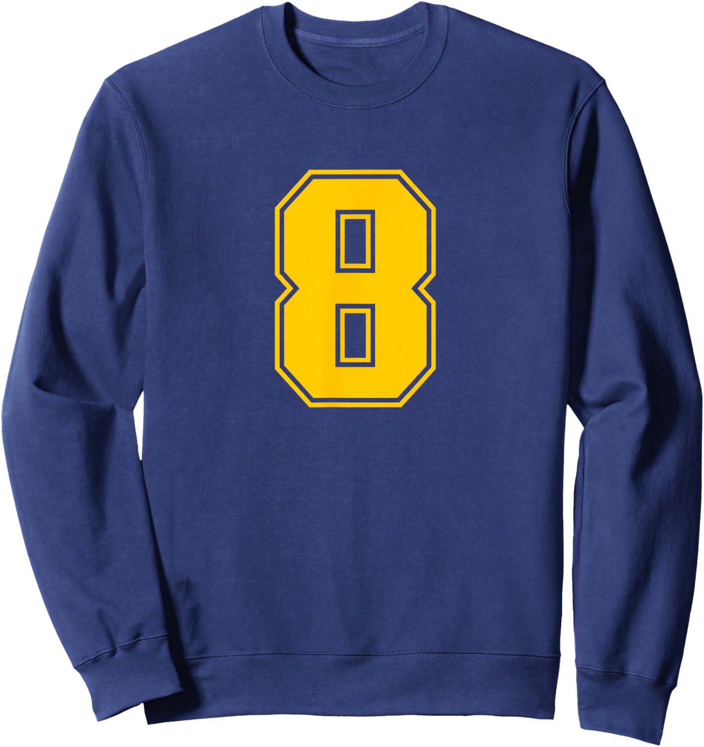 Number #8 Yellow Sports Team Number Sweatshirt - Sweatshirt | Navy