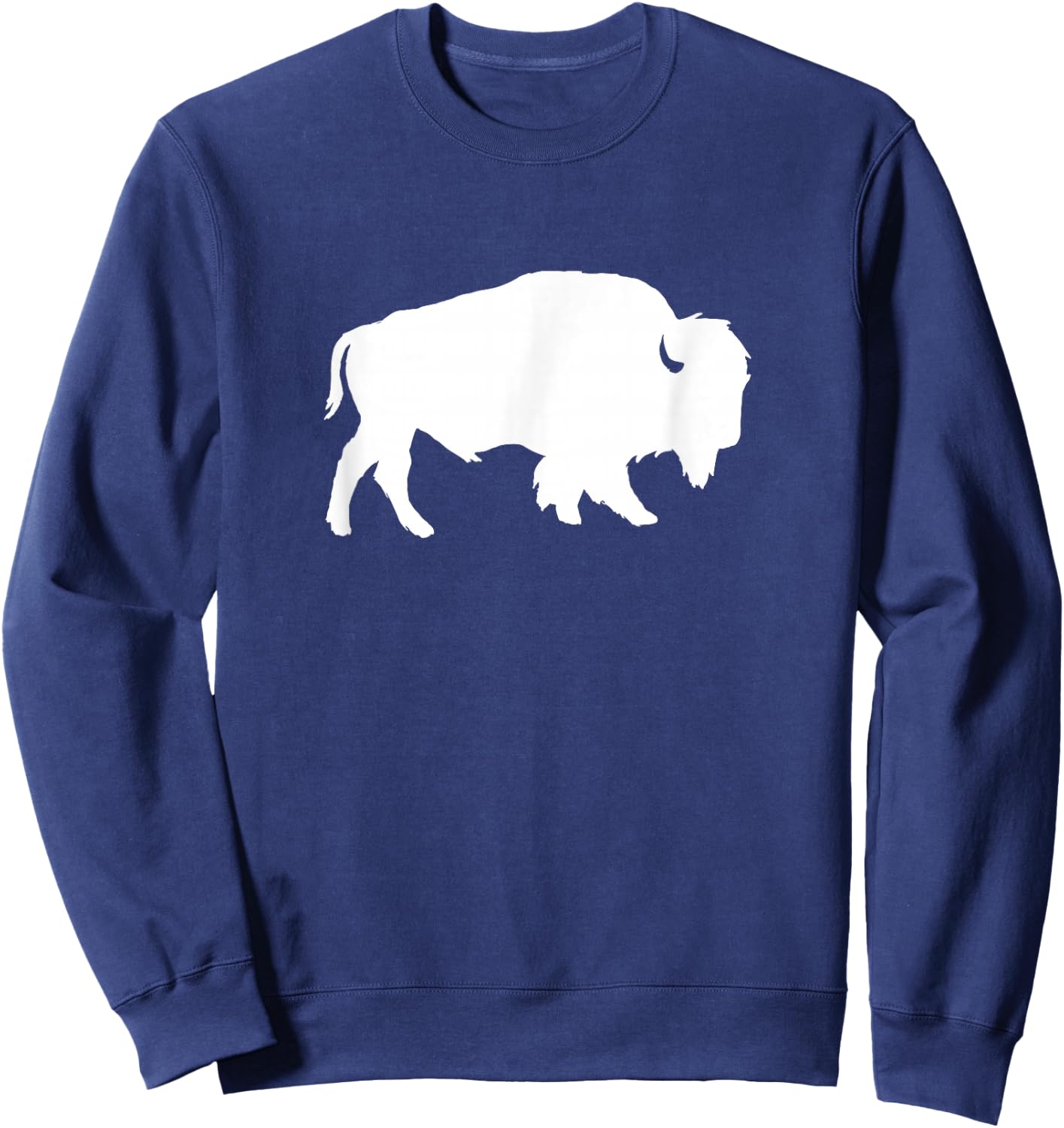 White Buffalo Silhouette Shadow Wild Animal Sweatshirt - Sweatshirt | Navy
