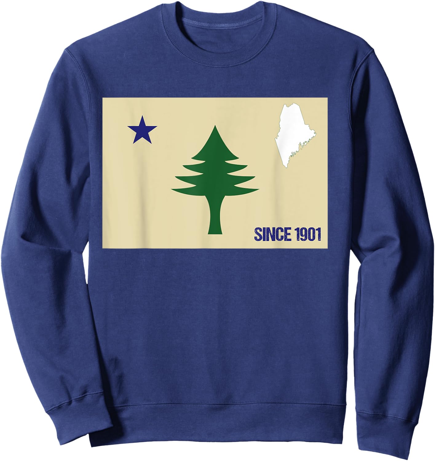 Maine Pine Tree State Flag Pride Patriotic Retro Vintage Sweatshirt - Sweatshirt | Navy