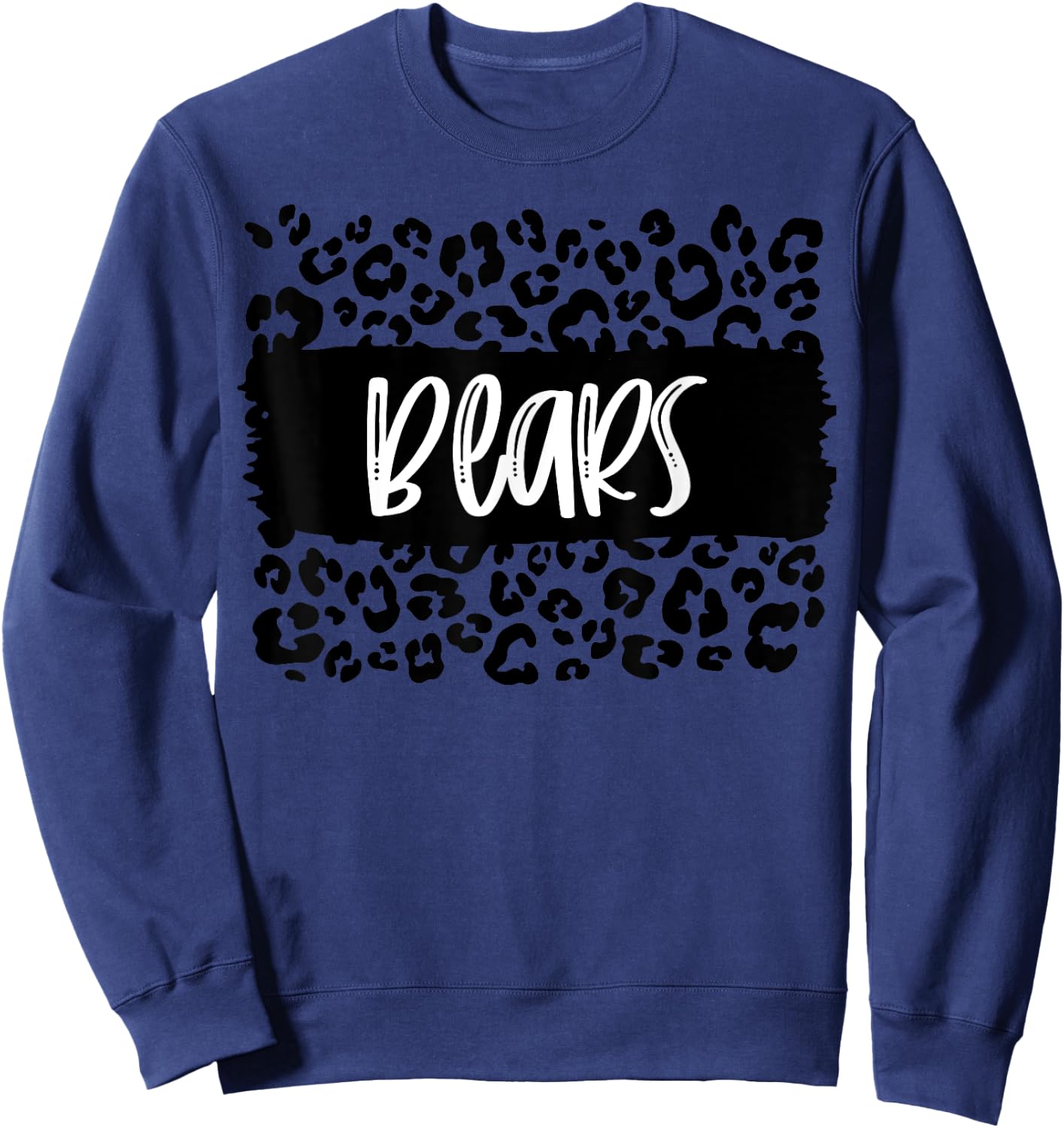 Bears Team Mascot School Spirit Game Night Leopard Print Sweatshirt - Sweatshirt | Navy