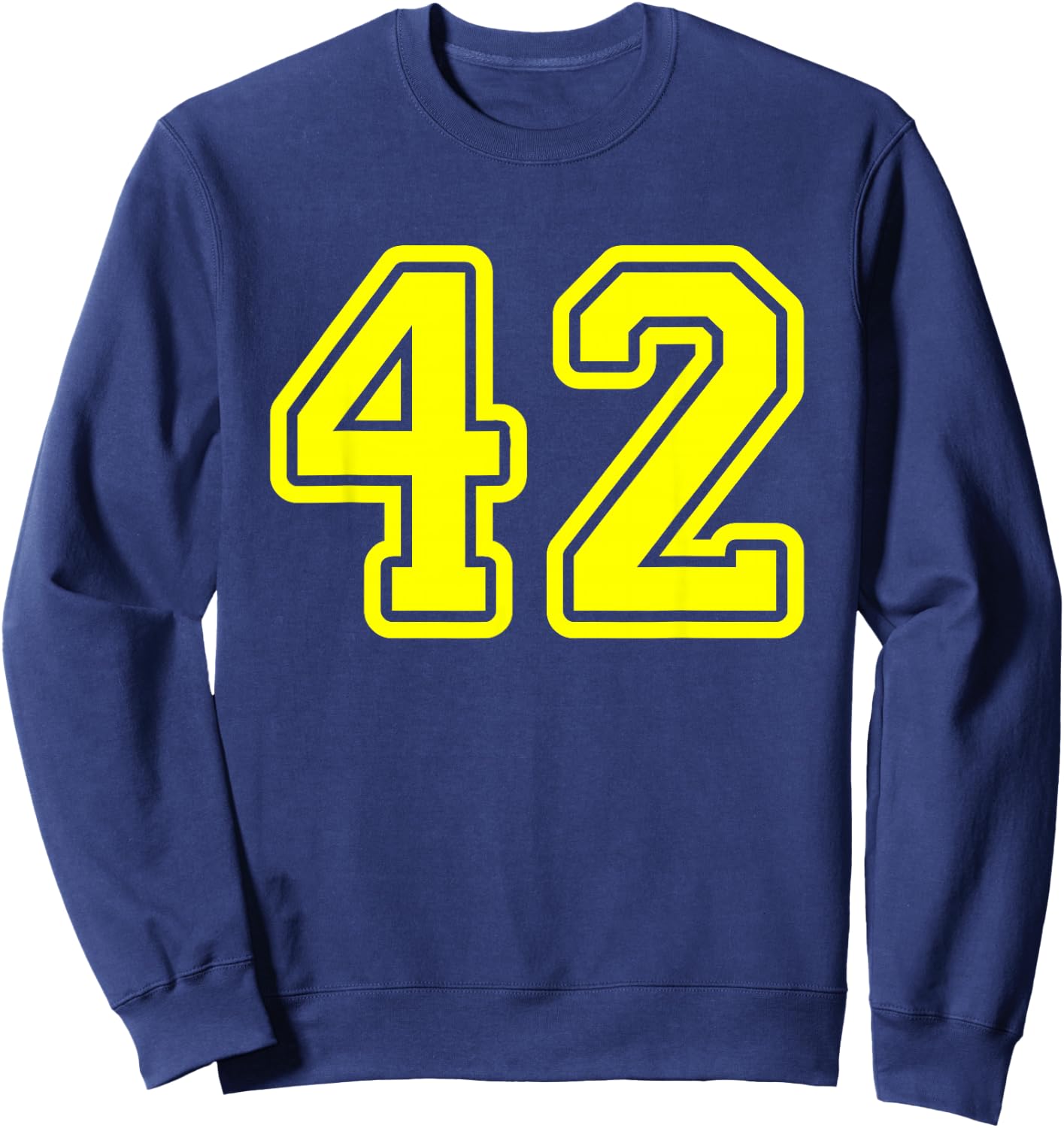 Yellow Sport Team Number #42 Sweatshirt - Sweatshirt | Navy