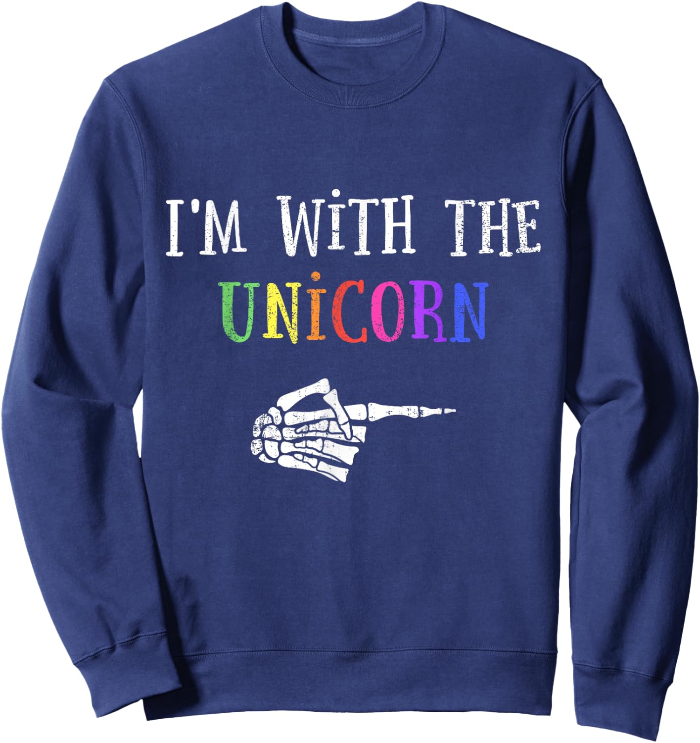 Im with unicorn matching partner couple costume halloween Sweatshirt - Sweatshirt | Navy