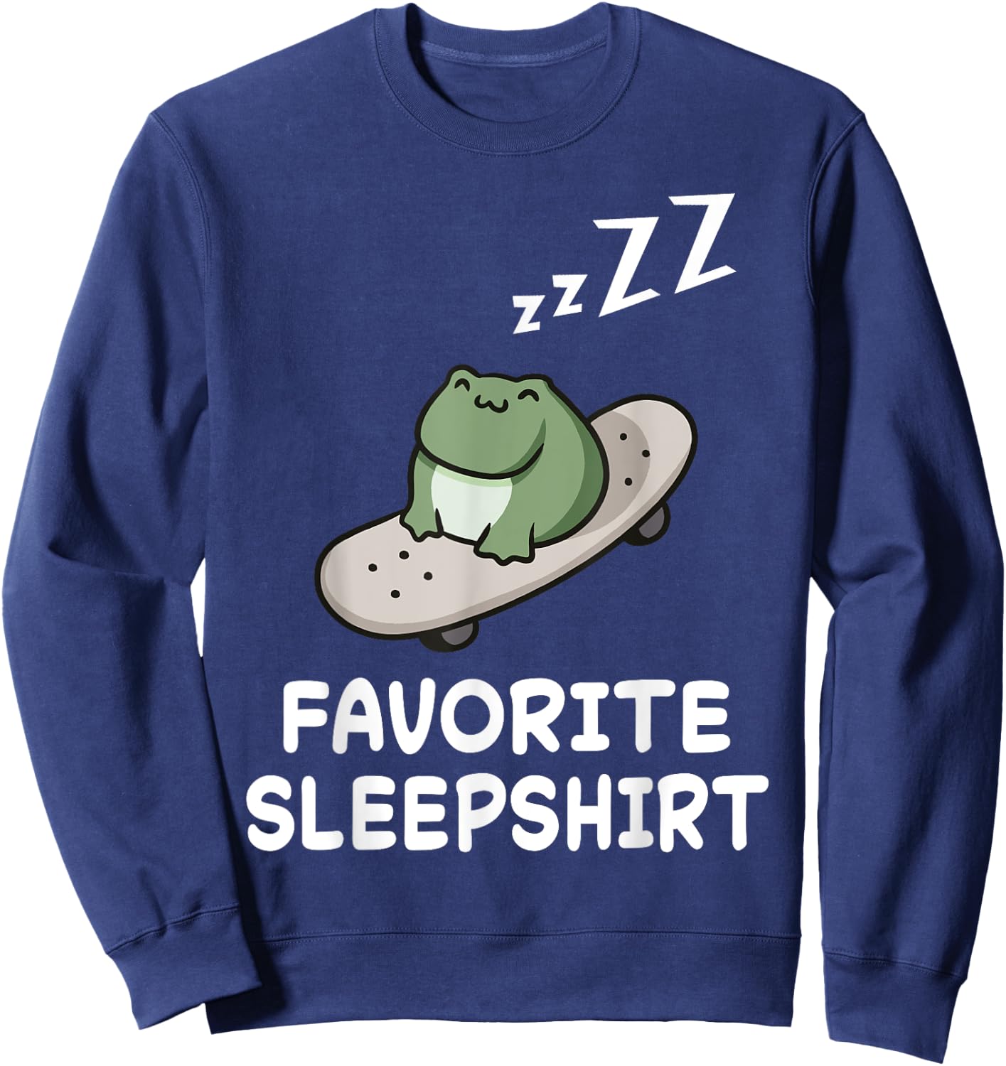 Frog Skateboard Frogs Nap Sleeping Sleep Pajama Nightgown Sweatshirt - Sweatshirt | Navy